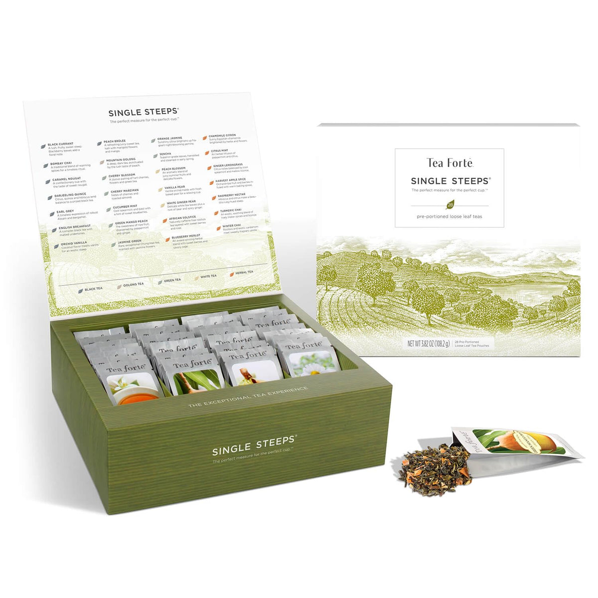 Tea Forte Single Steeps Tea Sampler Classic Tea 15 Pouches - Tea Forte Official Imagery - 2