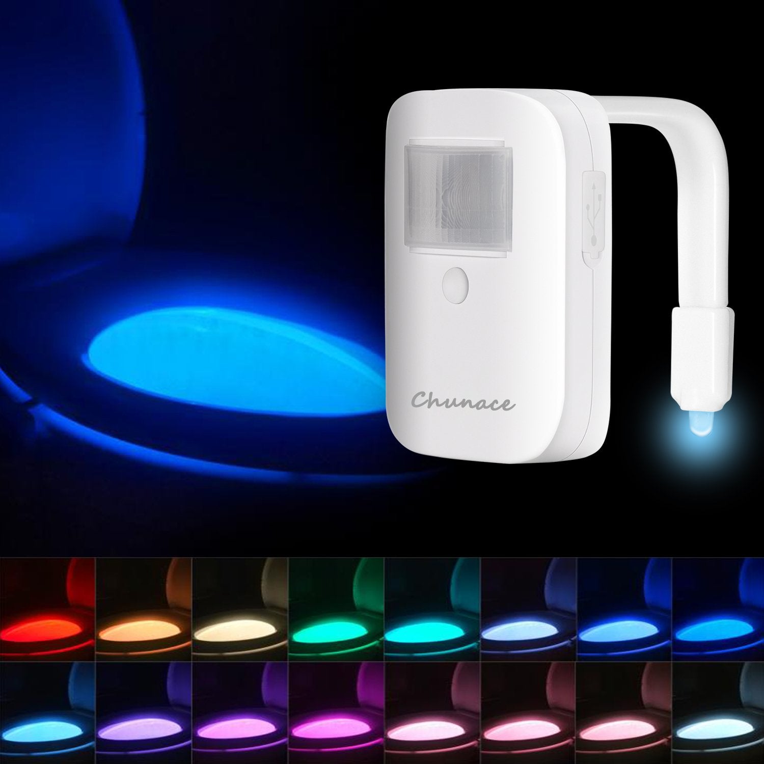 Chunace Toilet Light Motion Activated, Funny Gag Gift, USB-C Rechargea - View 1