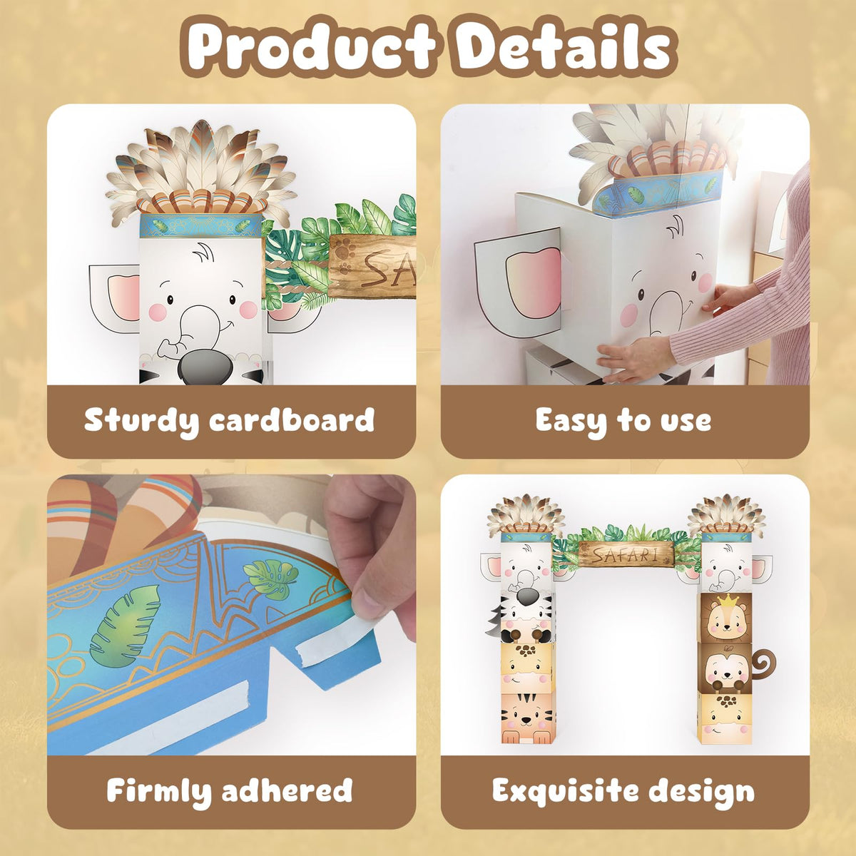 Safari Birthday Decorations 8 Boxes Cardboard Playhoouse - Wuokkig Official Imagery - 4