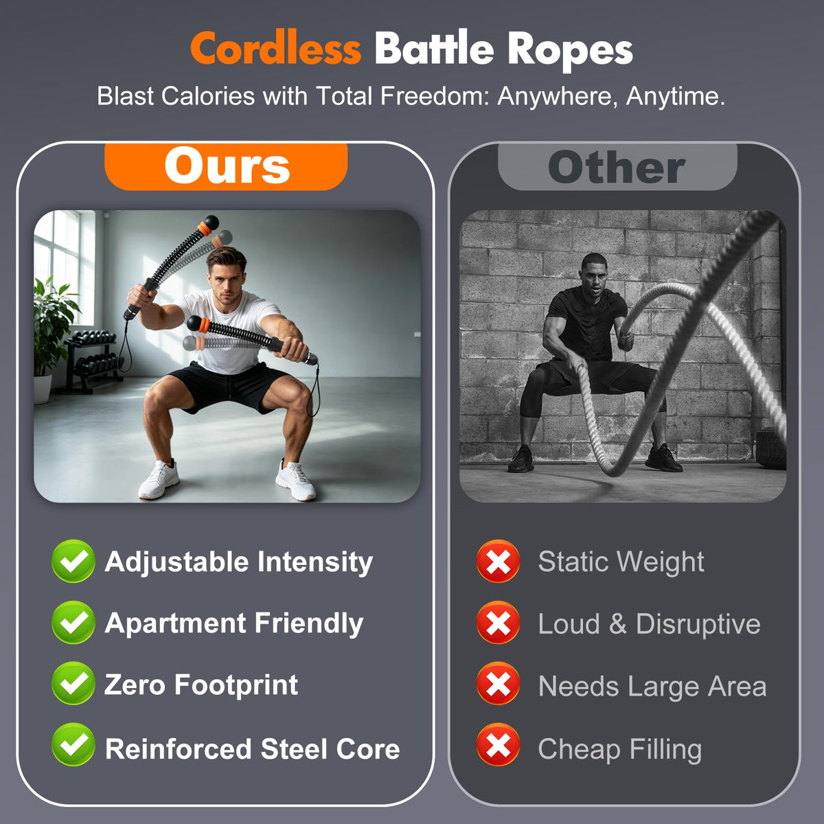 Adjustable Weighted Cordless Battle Ropes for Home Gym HIIT - STARIFC Official Imagery - 6