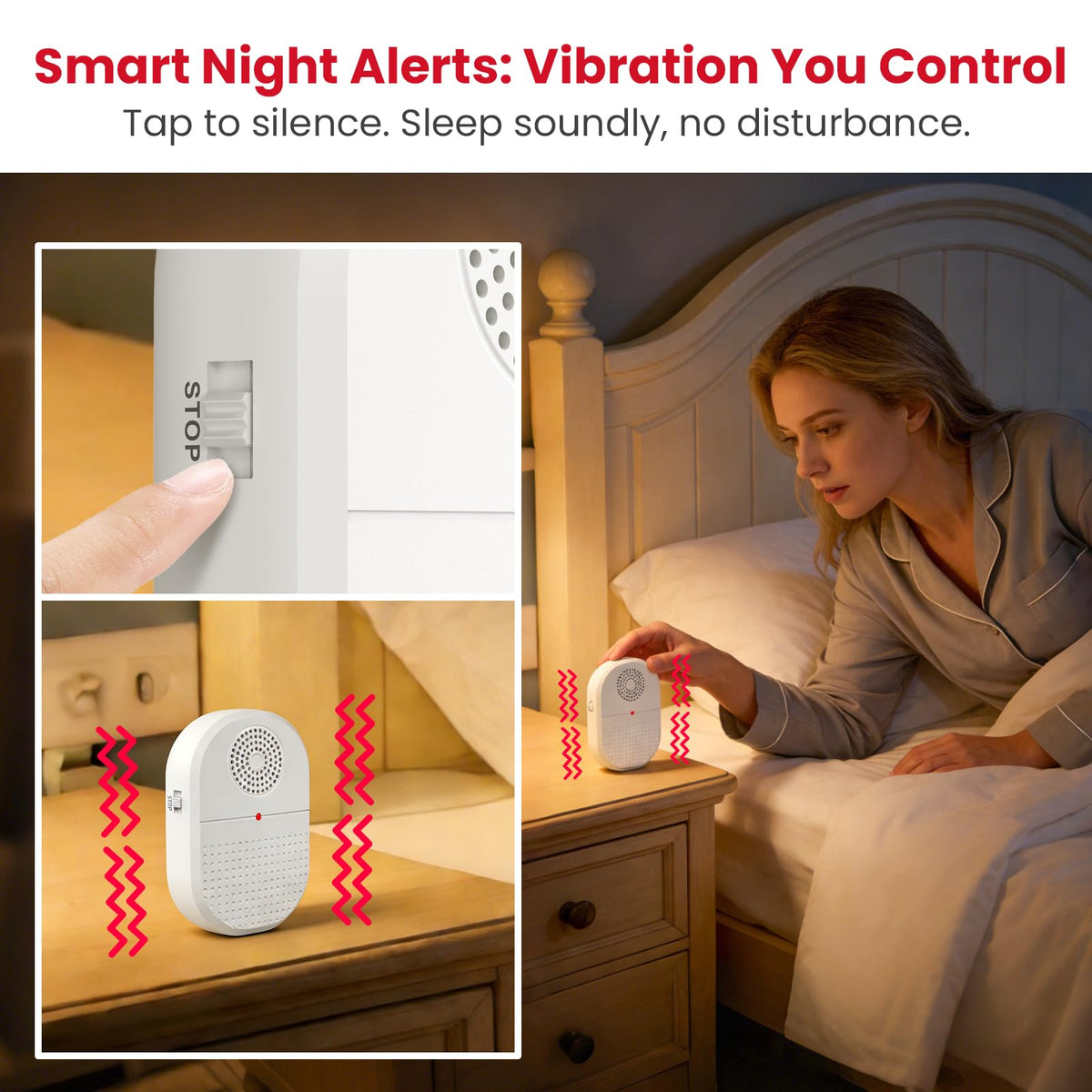 CallToU Wireless Caregiver Pager 2 Buttons Vibrating Plug in - CallToU Official Imagery - 4
