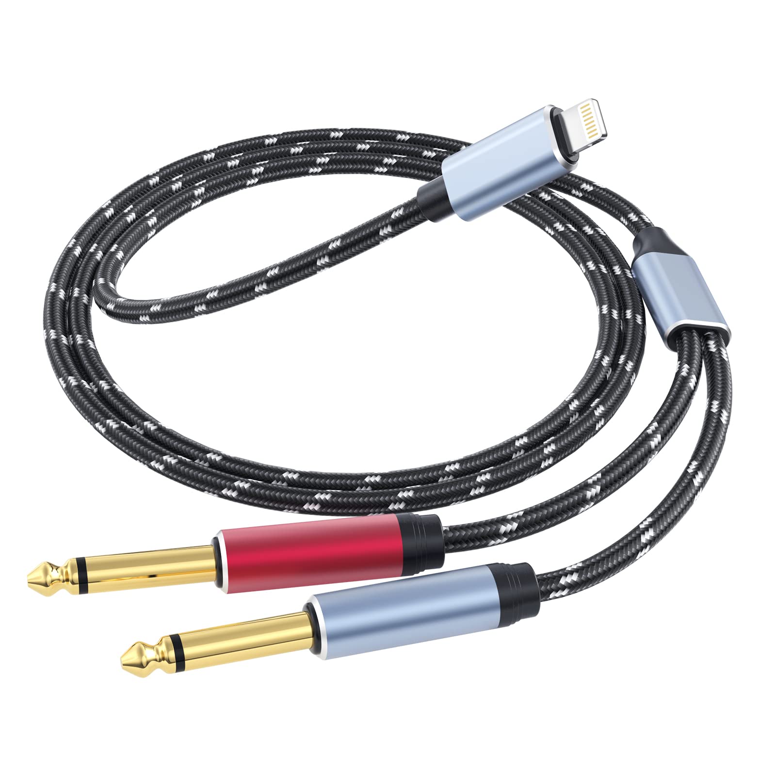 DCNETWORK Lightning to Dual 6.35mm 1/4" TS Mono Stereo Y-Cable Sp by DCNETWORK - Angle View 9