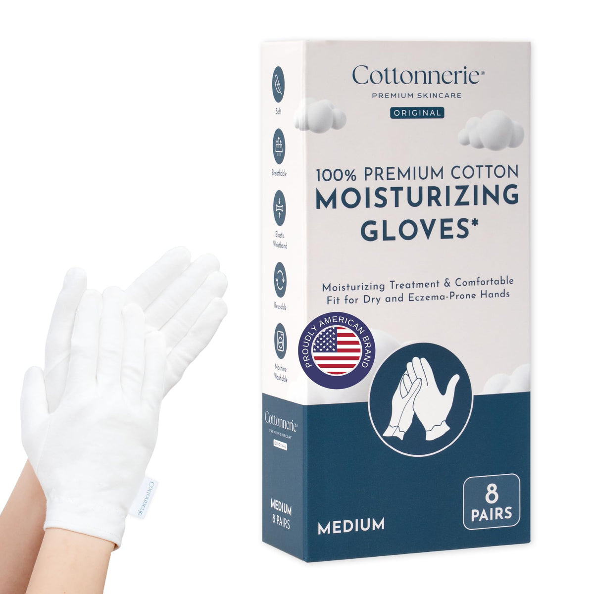 8 Pairs Cottonnerie Original Cotton Gloves for Dry Hands - COTTONNERIE Official Imagery - 1