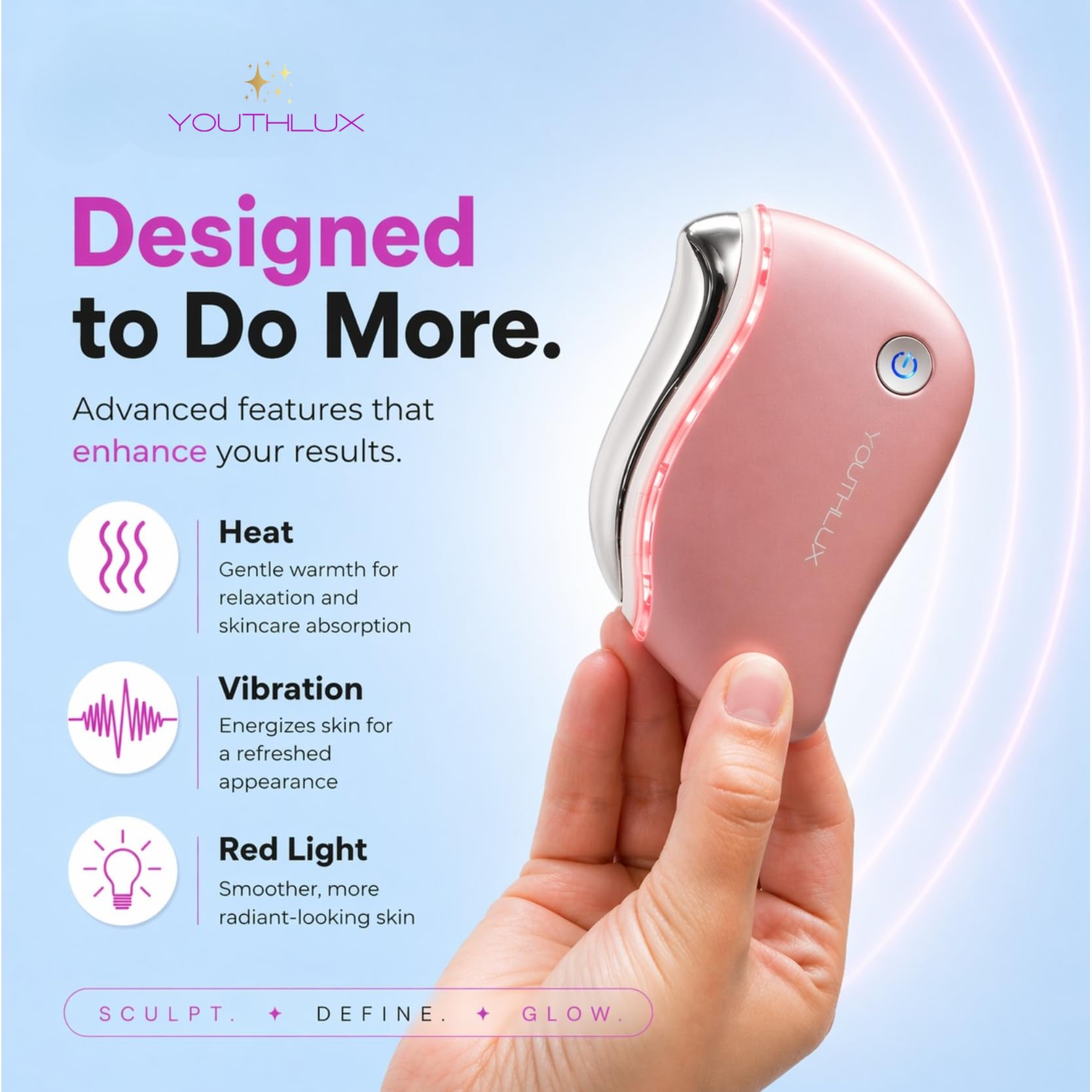 ProSculpt Heated Gua Sha Facial Massager Electric Guasha - YOUTHLUX Official Imagery - 5