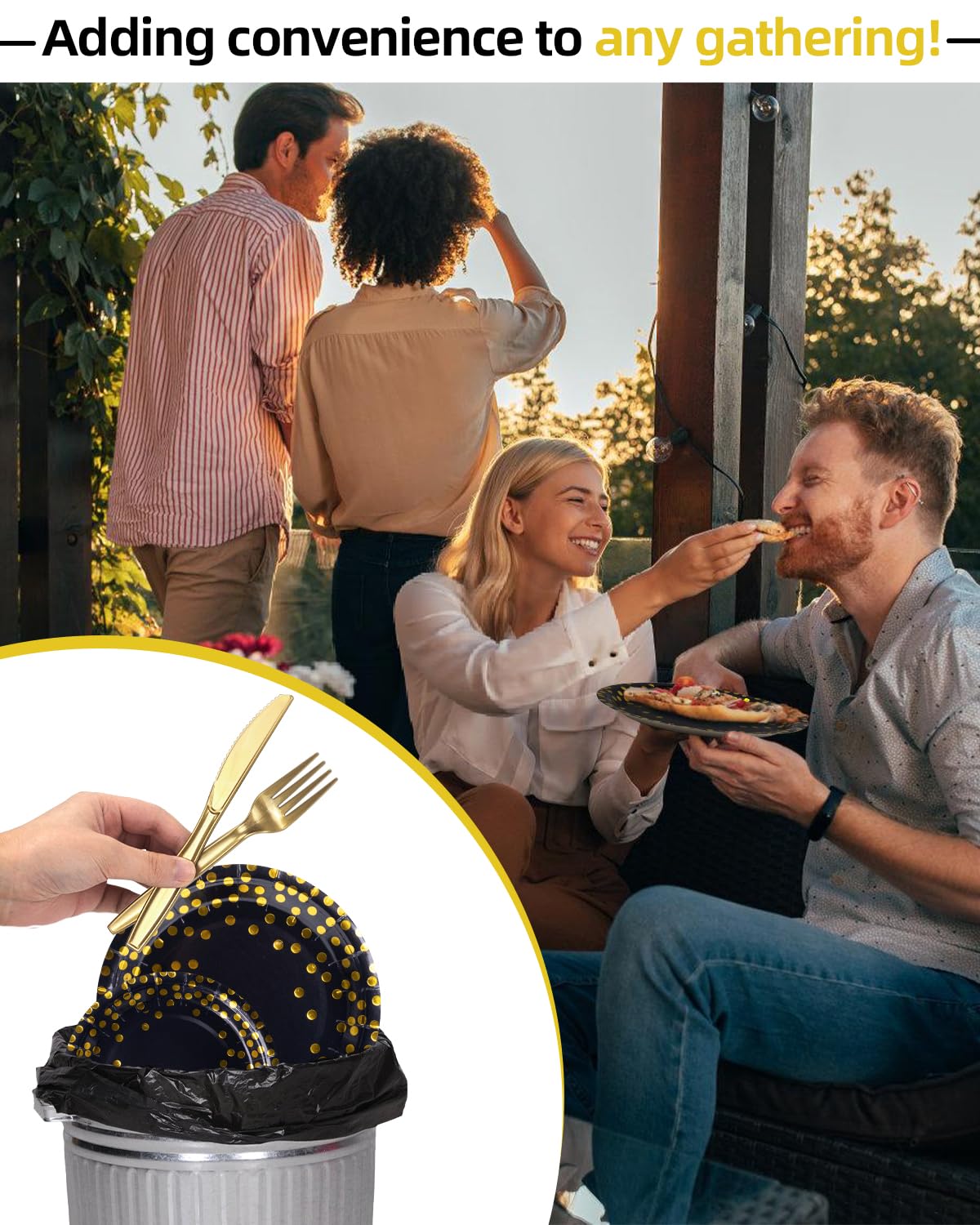 364pcs Black and Gold Party Supplies 52 Sets Disposable - Lzerking Official Imagery - 8