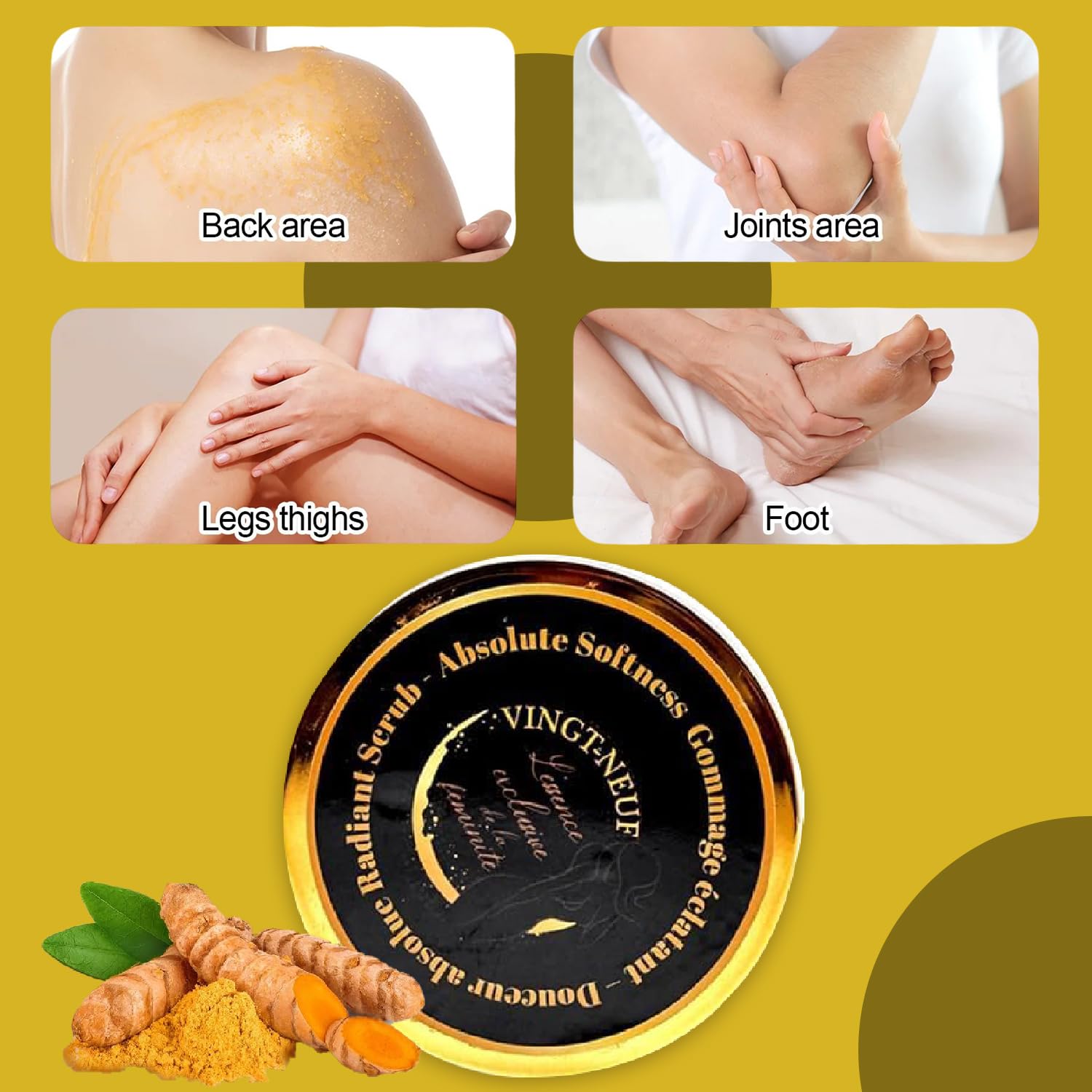 VINGT-NEUF Exfoliating Turmeric Body Scrub, Brightening Body Exfoliator Scrub 280g - VINGT-NEUF Official Product View 5