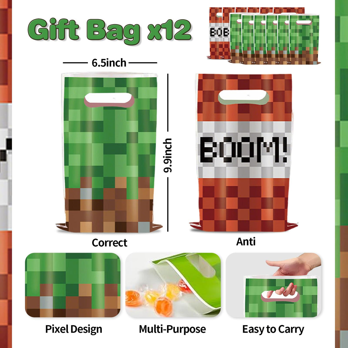 120 PCS Party Favors for Pixel Theme Birthday Party Supplies - Youkali Official Imagery - 3