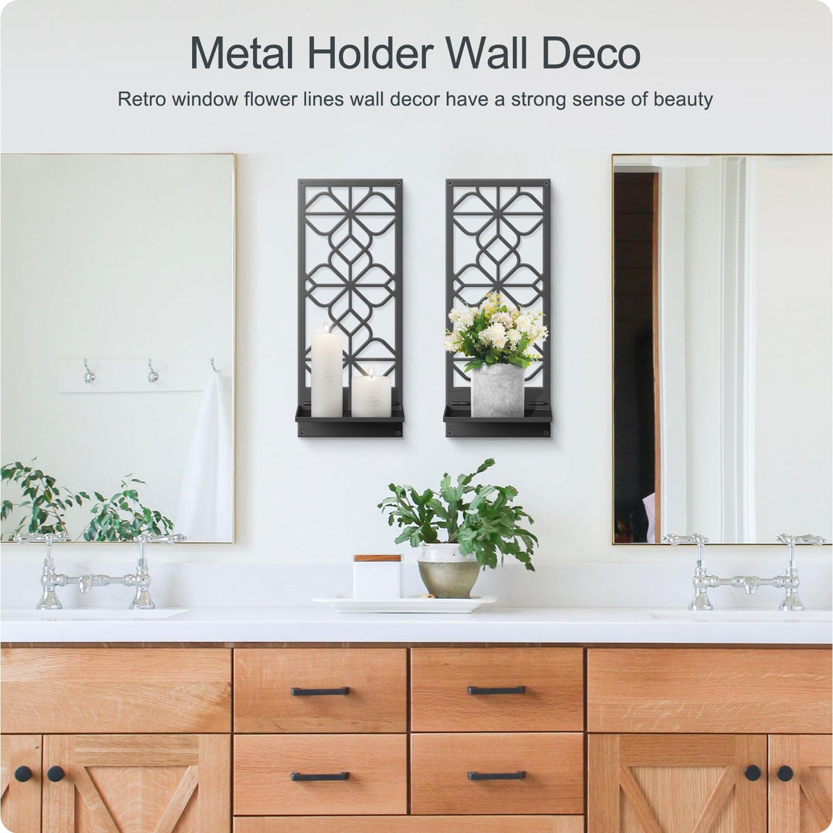 Black Metal Wall Art Set of 2 Wall Candle Holder - Sokurdeg Official Imagery - 4