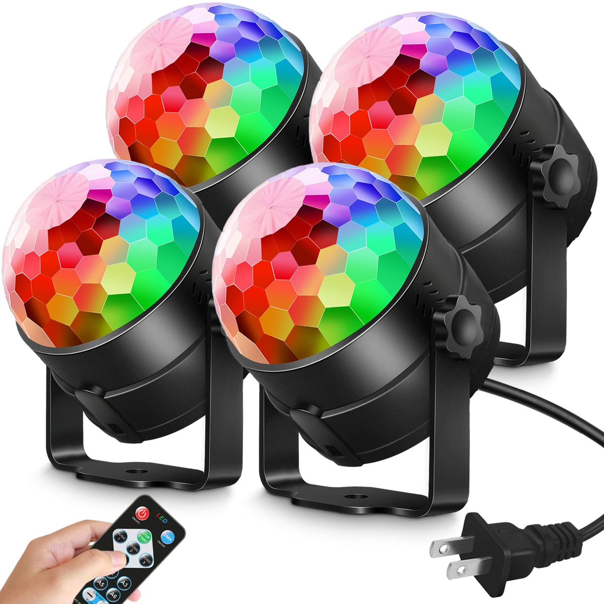 Luditek 4 Pack Sound Activated Party Lights with Remote - Luditek Official Imagery - 1