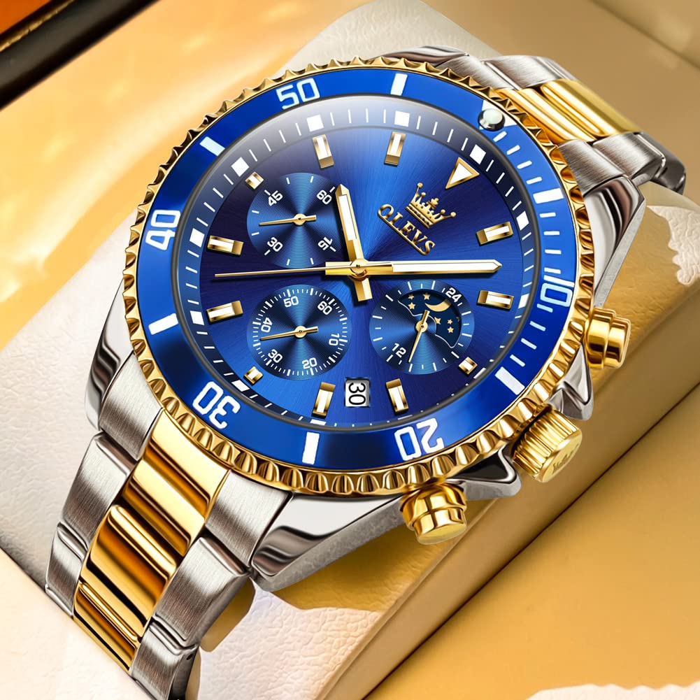 OLEVS Mens Stainless Steel Watch Fashion Luxury Big Face Analog Waterp - View 2