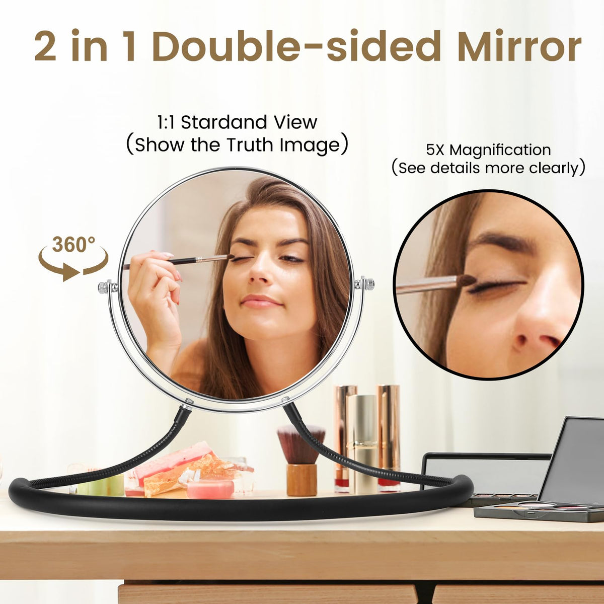 Big Size Double Sided Mirror to See Back of Head Hands Free - Deikoliuna Official Imagery - 4