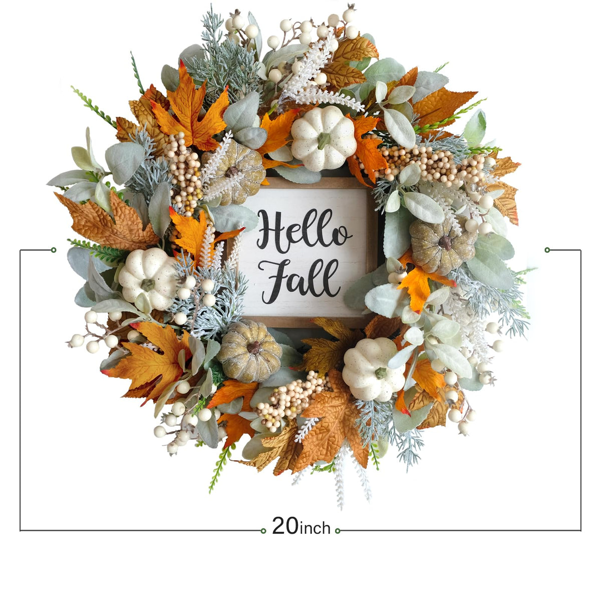 20 Harvest Fall Wreath for Front Door Pumpkins Berries - CIR OASES Official Imagery - 4