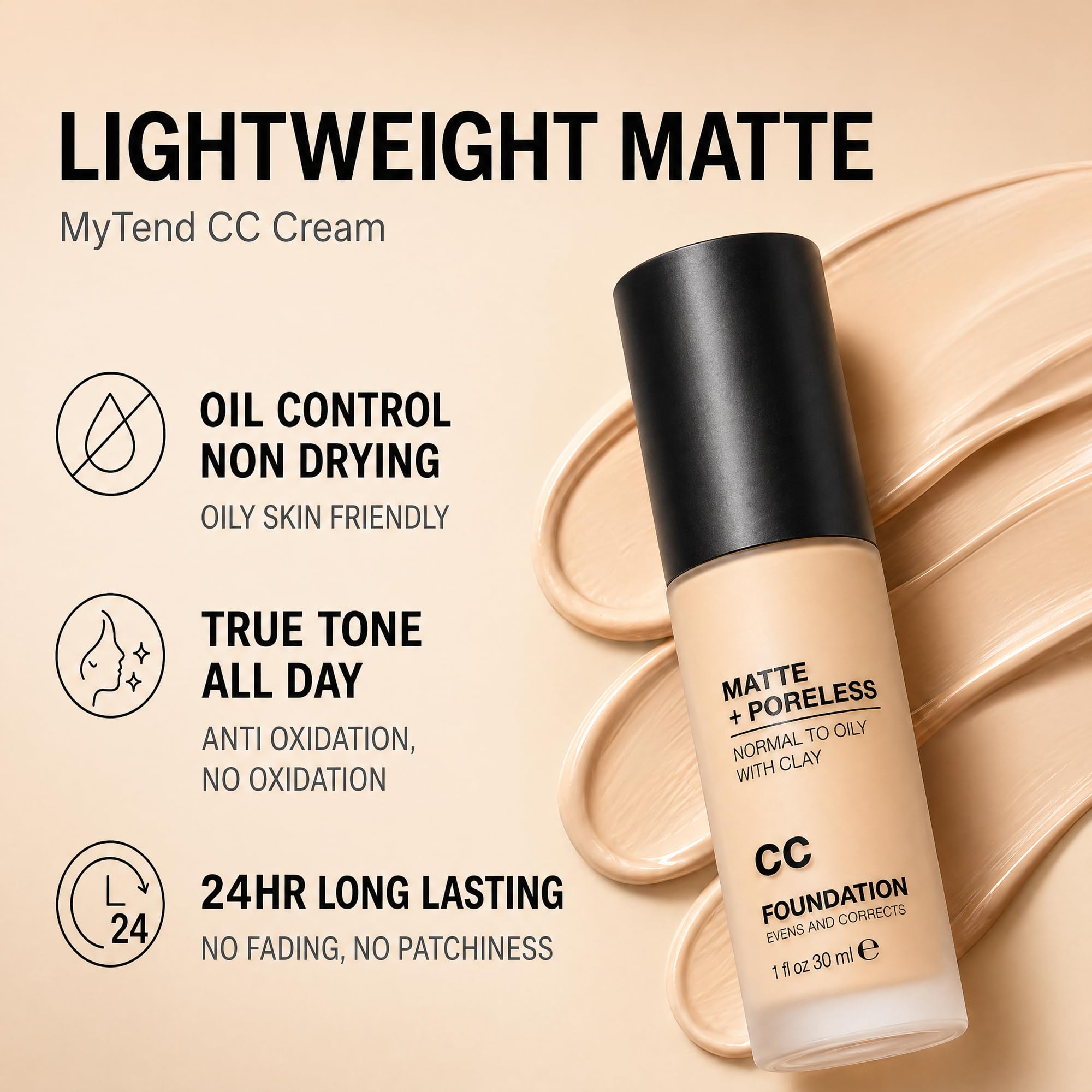 CC Cream Foundation, Flawless Matte Concealer Oil Control Color - MyTend