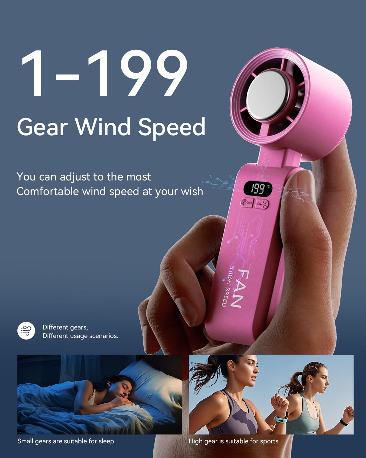 Kimguard Handheld Portable Turbo Fan with Ice Cooler, Speed   5500mAh - View 4