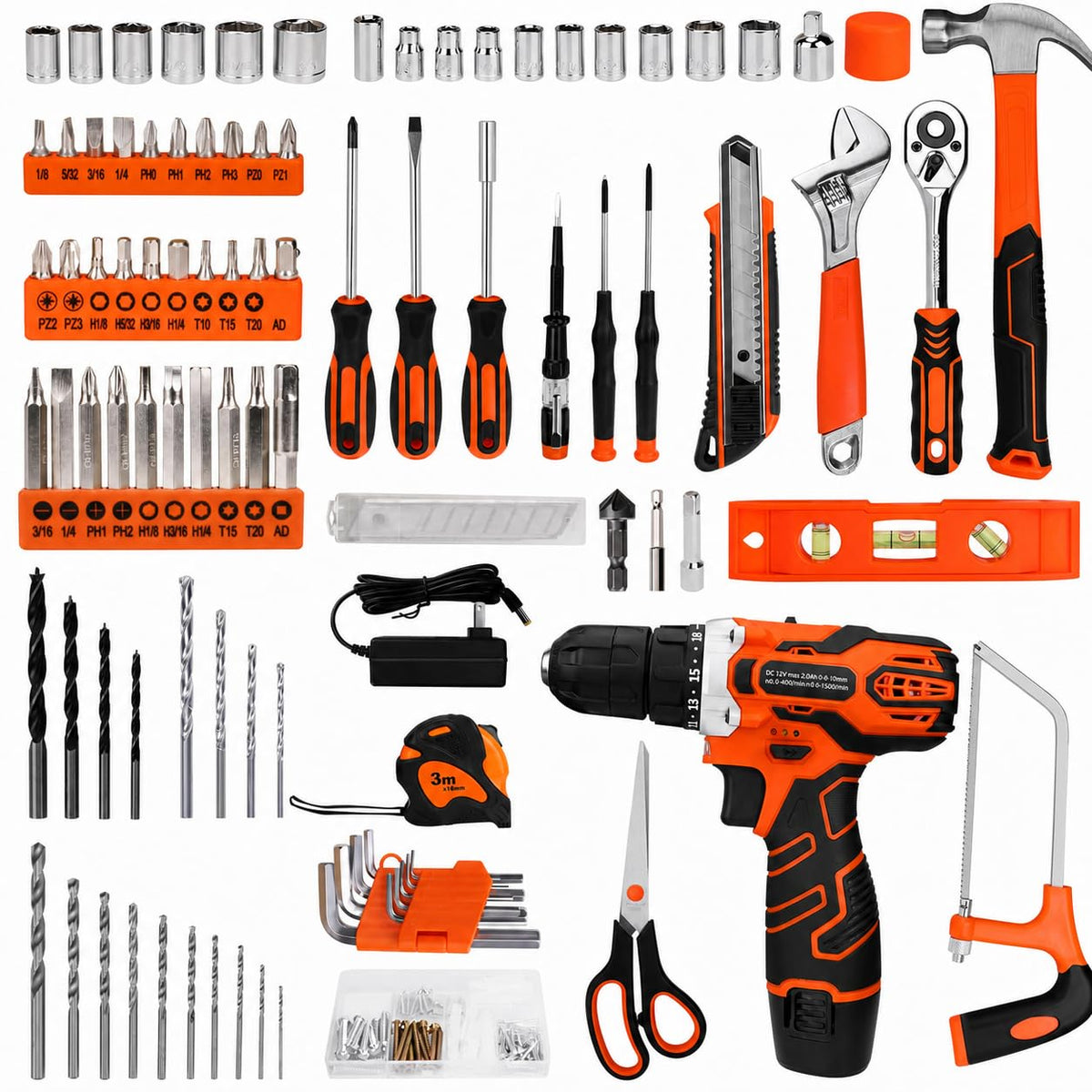 255 Piece Home Tool Kit with 12V Cordless Drill and Drawer - Thatool Official Imagery - 4