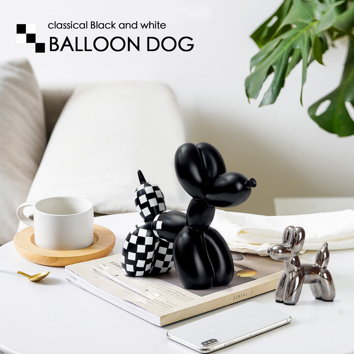 Black and White Checkered Racing Car Pattern Balloon Dog - Notakia Official Imagery - 8