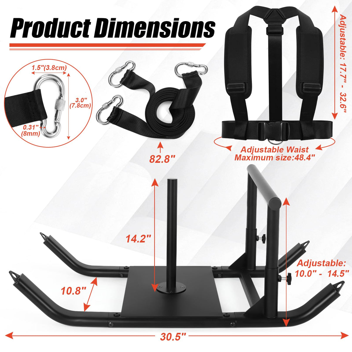 GDFISH Large Weight Sled Adjustable Height Handle Push Sleds - GADFISH Official Imagery - 4