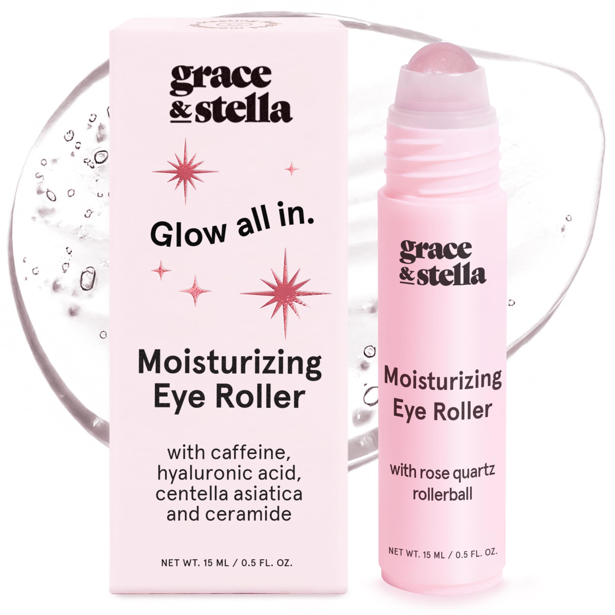 grace & stella Under Eye Brightener with Rose Quartz Rollerball - Product Imagery