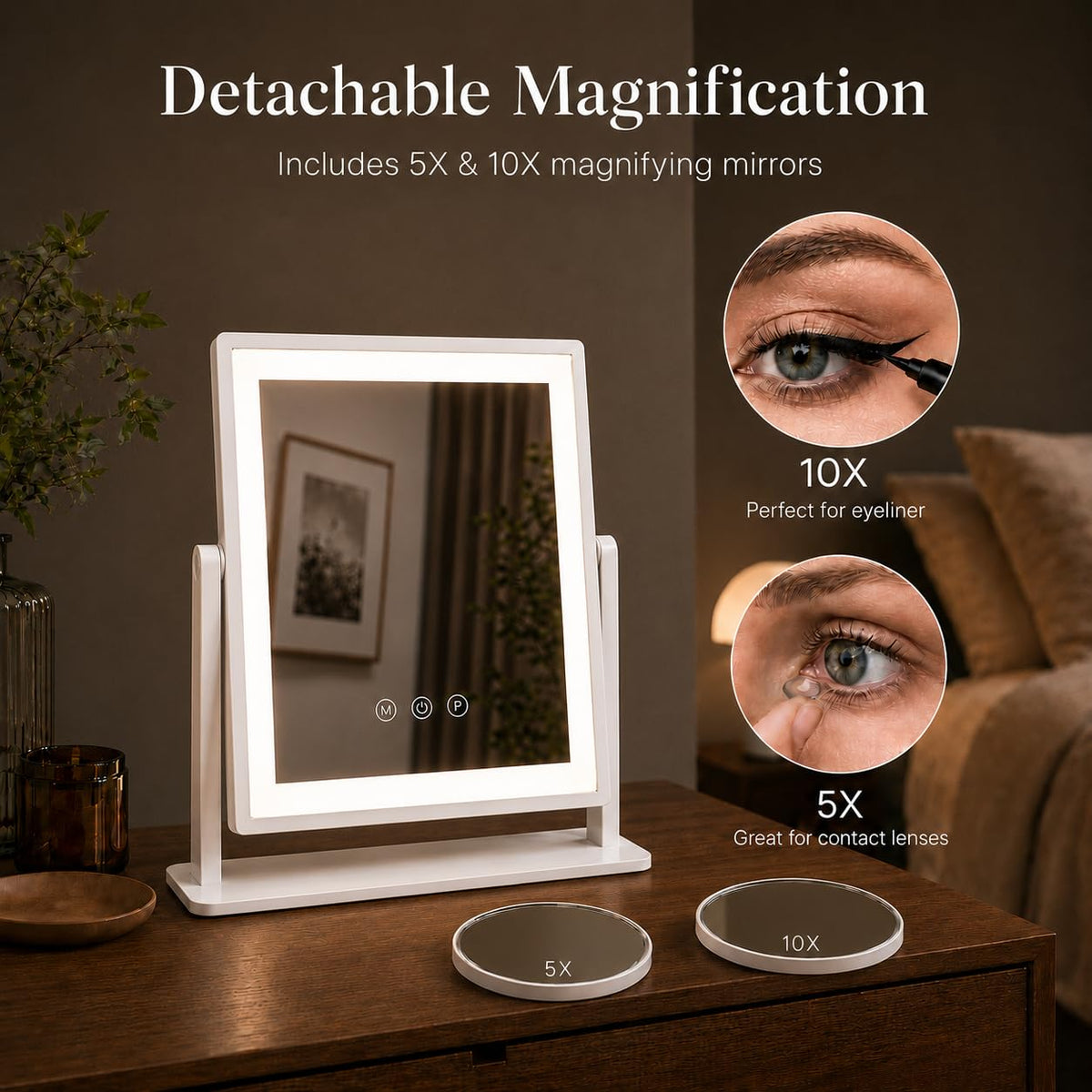 DECADENCE 14 1 x 12 1 in Lighted Makeup Mirror 10X 5X - DECADENCE Official Imagery - 4