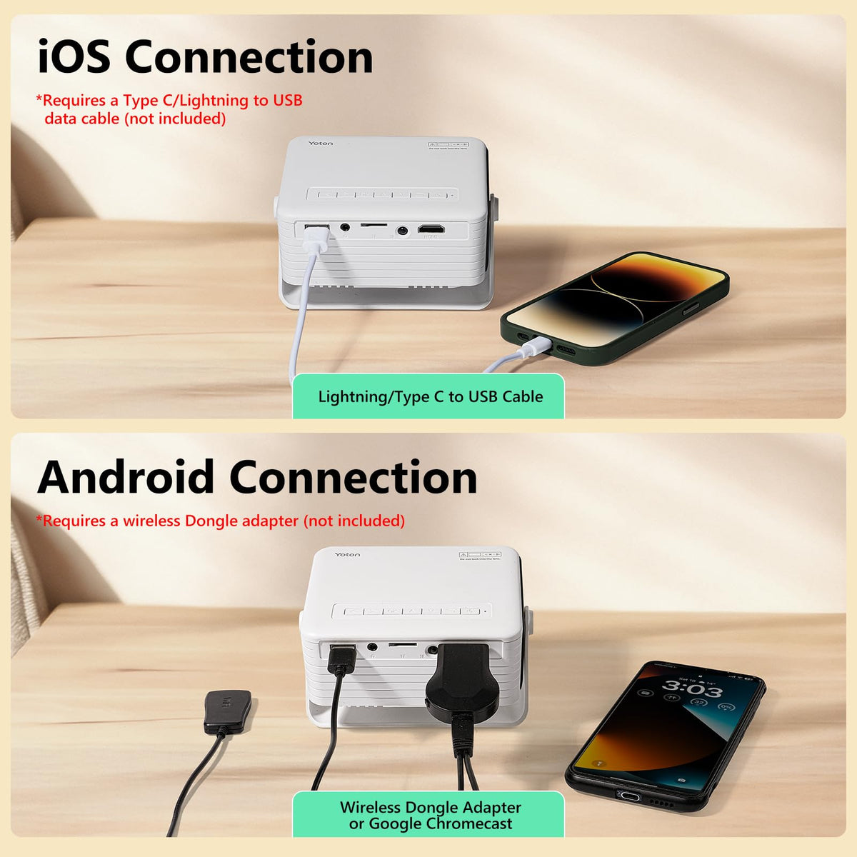 Yoton Y3 Mini Projector Ultra Compact 317g 360 Stand Auto - YOTON Official Imagery - 4