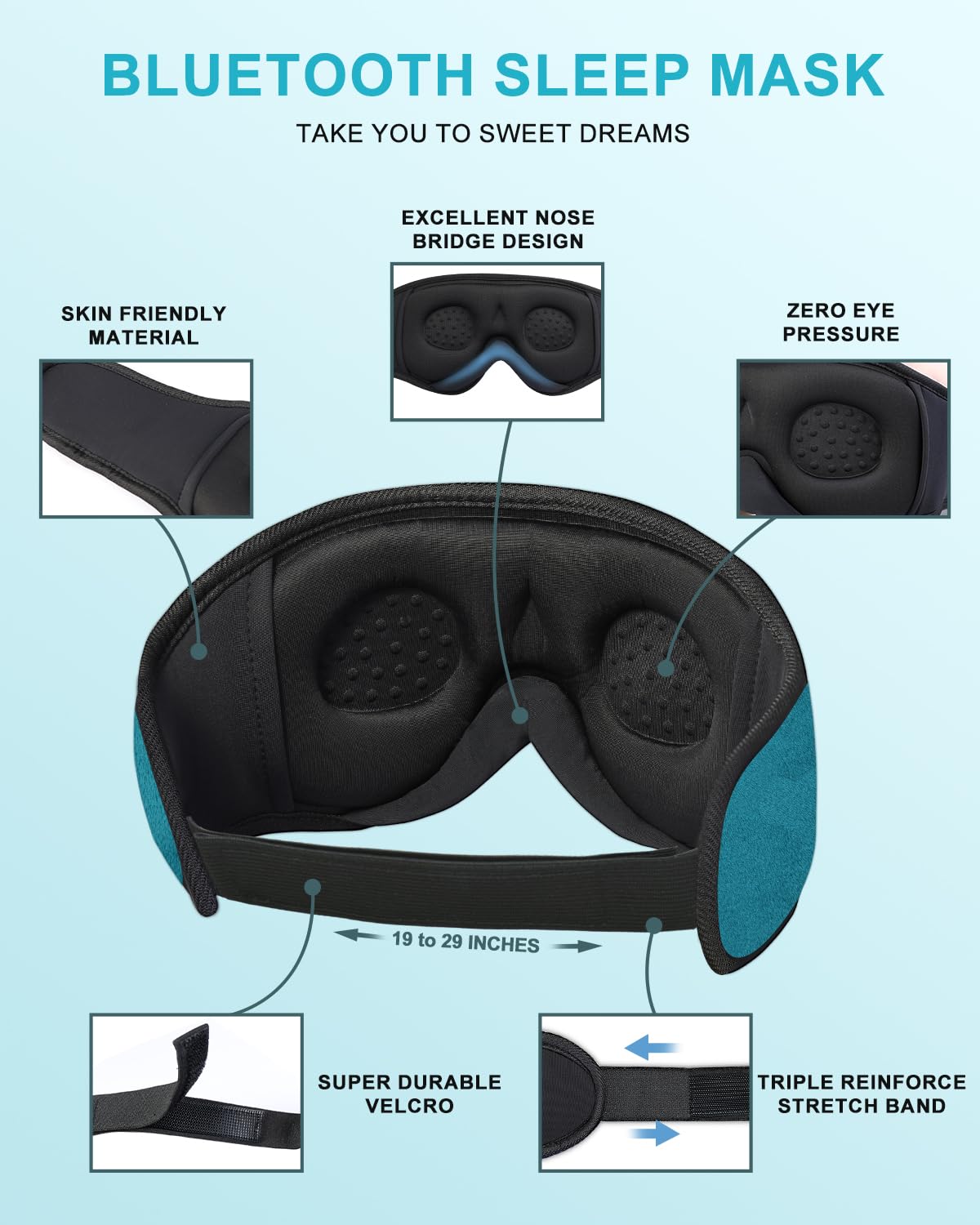 Sleep Mask with Bluetooth Headphones,LC-dolida Sleep Headphones B by LC-dolida - Angle View 7