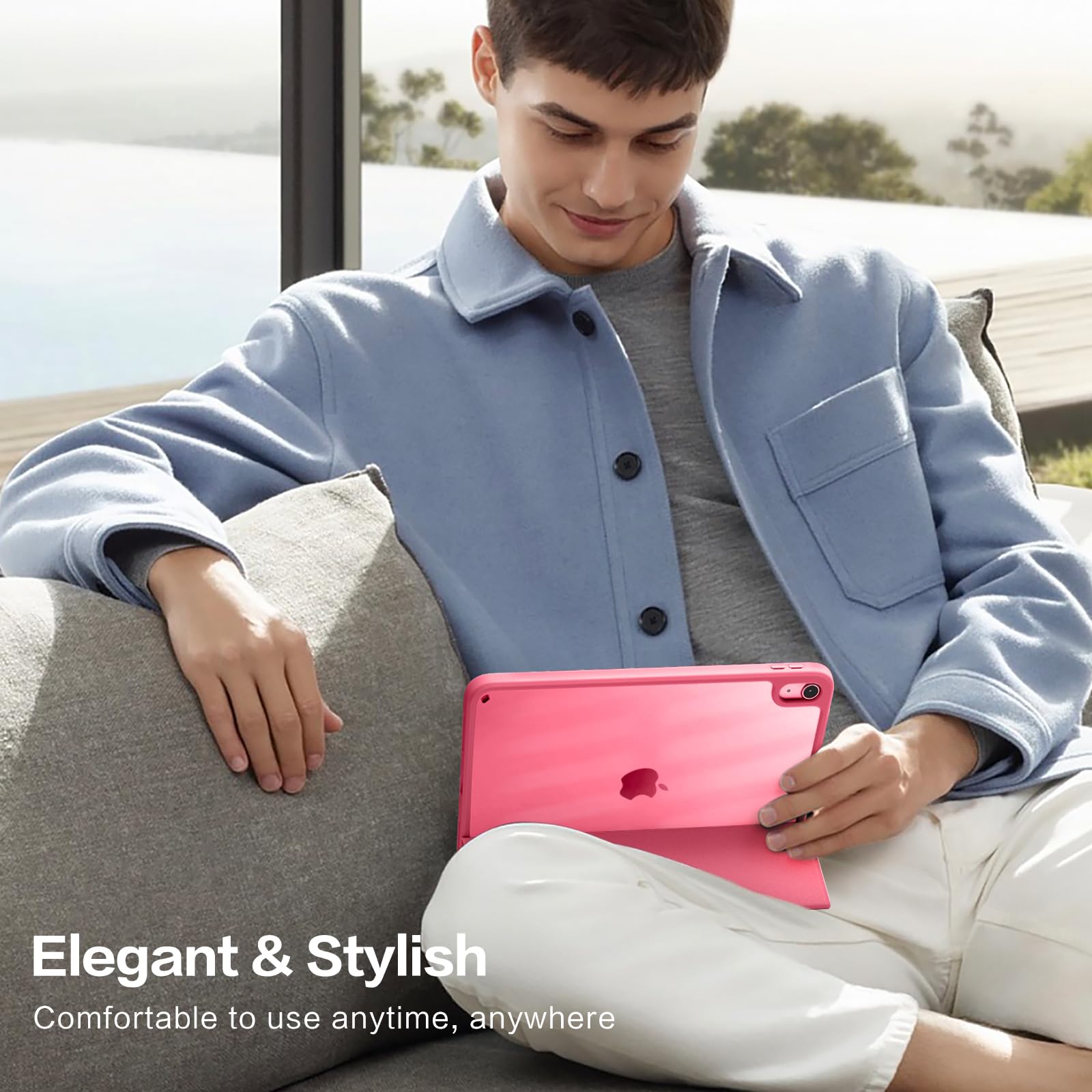 Wenlaty Watermelon Pink iPad case for iPad 11th and 10th generation, protective portable electronic device cover.