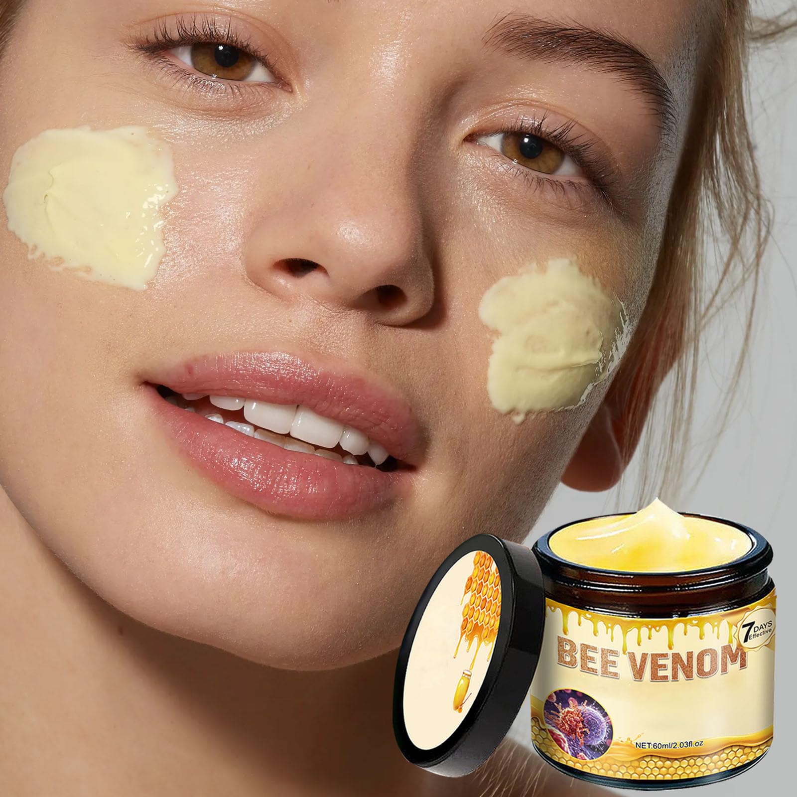 COPFASTOK Bee Venom Cream, two 2oz jars, natural face moisturizer with bee venom for skin care effectiveness.