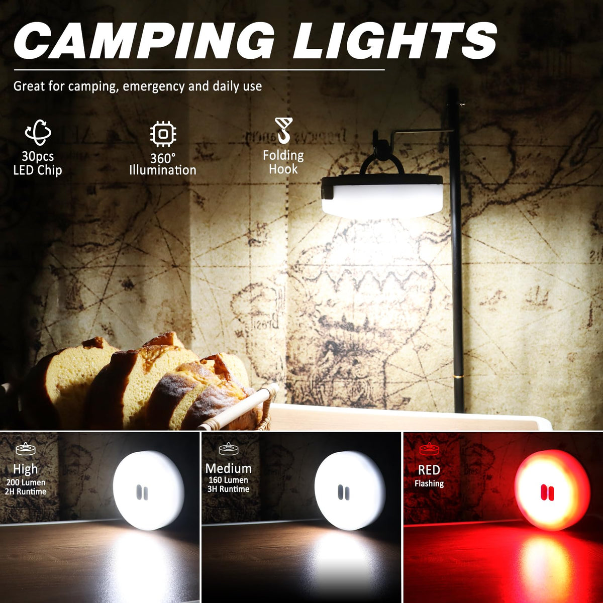 DIBMS LED Camping String Light Rechargeable Waterproof Tent - DIBMS Official Imagery - 4