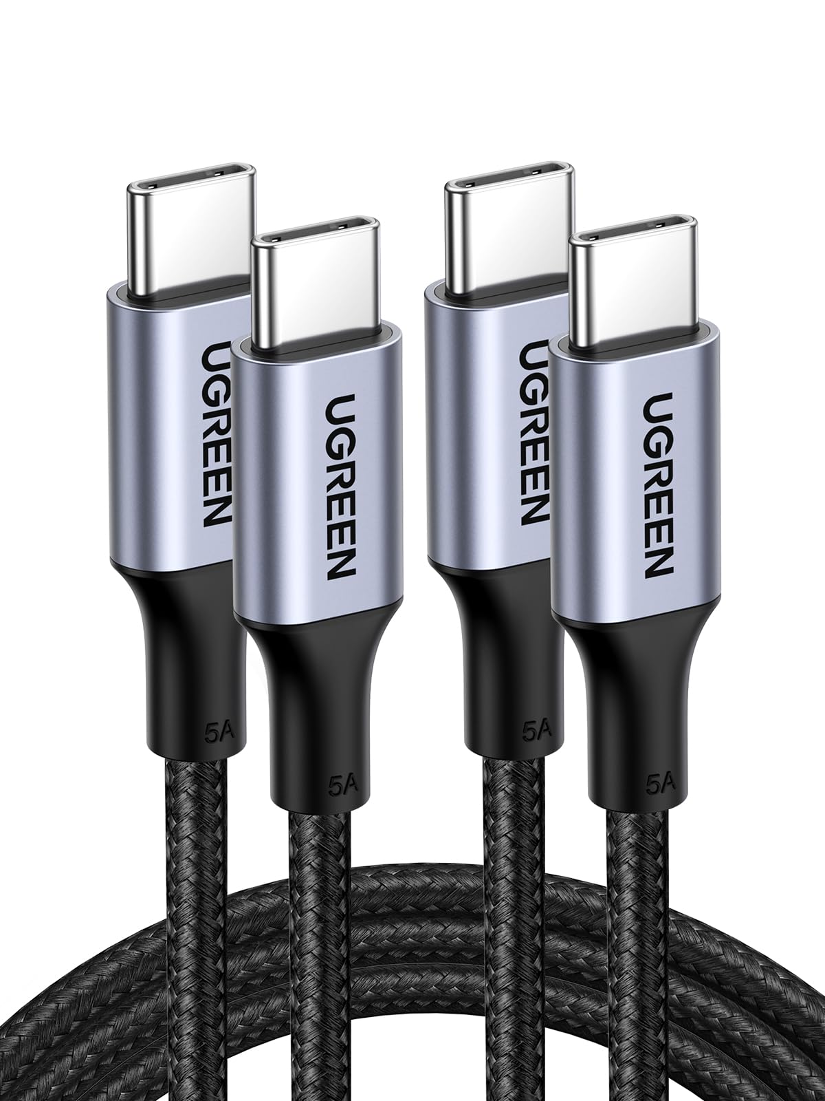 UGREEN 100W USB C to USB C cable, 3.3ft black, fast charging electronic cable, 2-pack for smartphones and devices