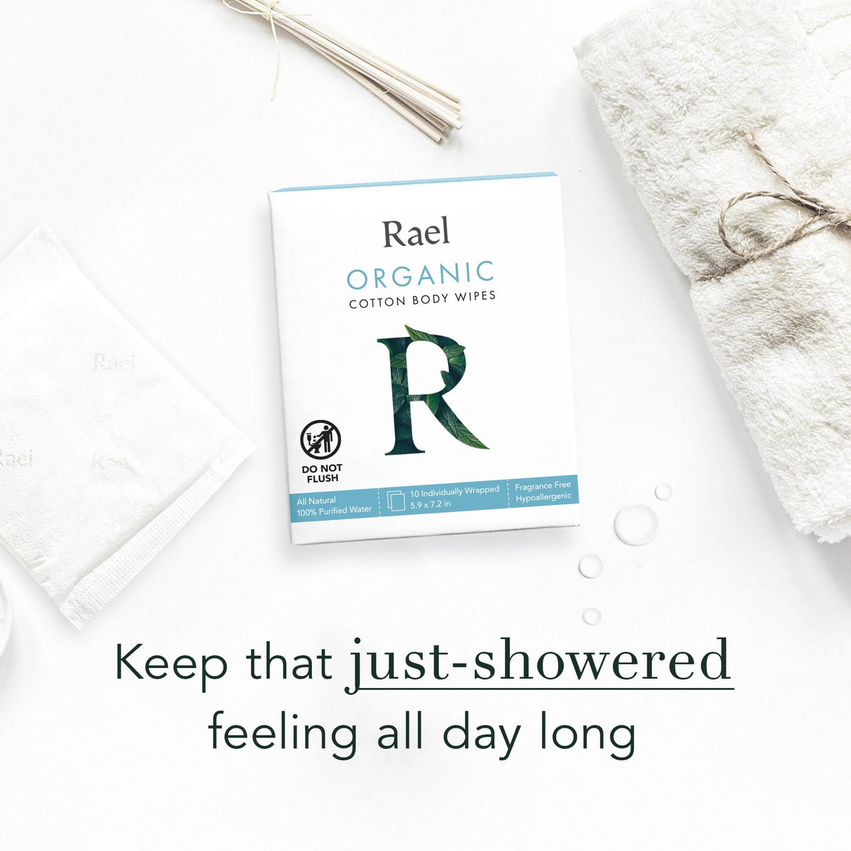 Rael Organic Cotton Wipes Body Cloth On the Go All Skin - Rael Official Imagery - 6