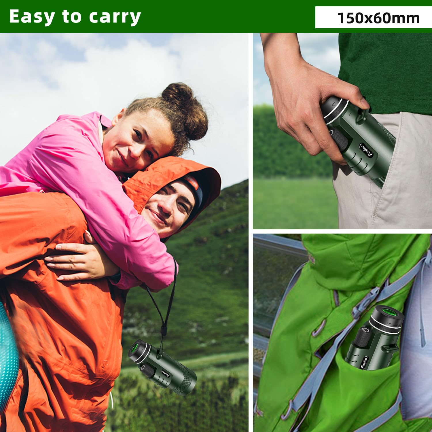 Pankoo 40X60 Monocular Telescope with Smartphone Holder& Tripod, by Pankoo - Angle View 6