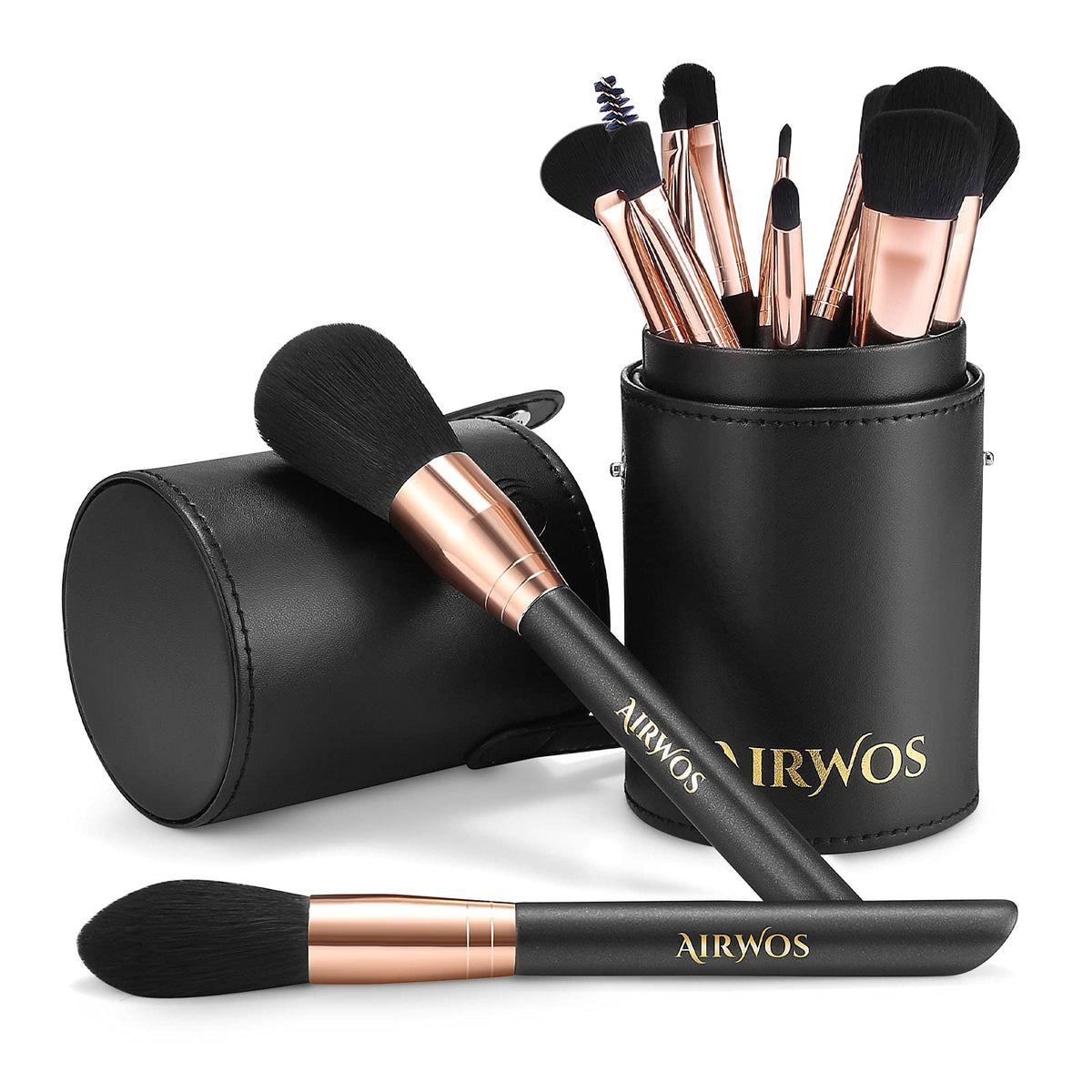AirWos 14 Pcs Professional Makeup Brush Set with Case - AirWos Official Imagery - 2