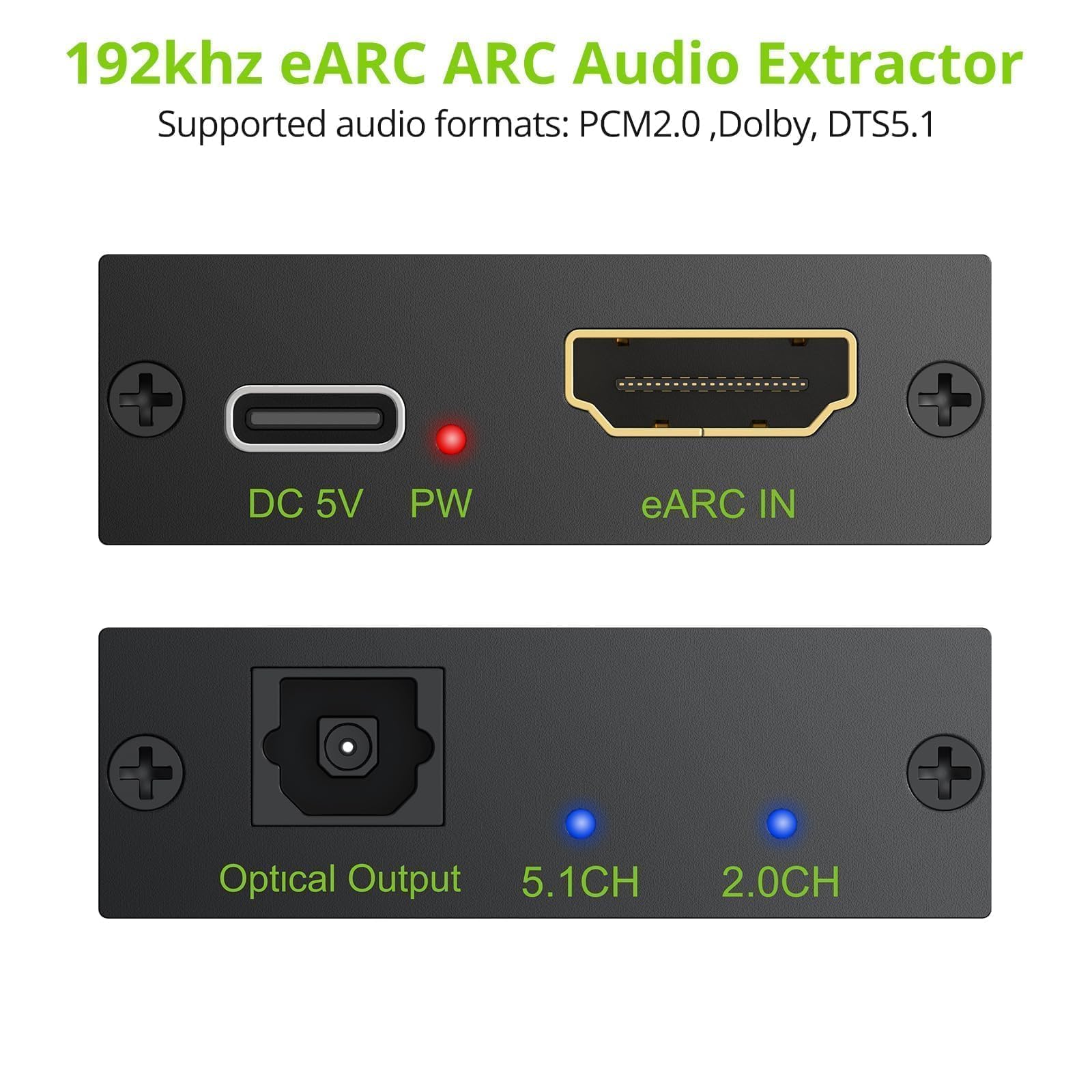 LiNKFOR eARC/ARC Audio Extractor, HDMI eARC to Optical Converter by LiNKFOR - Angle View 3