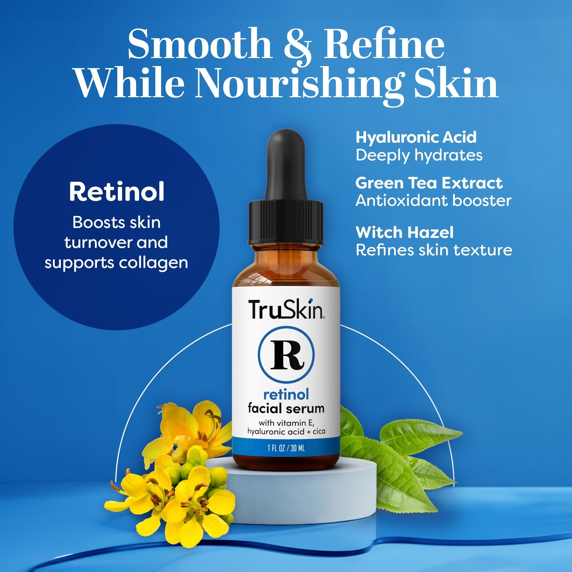 TruSkin Retinol Serum for Face with Hyaluronic Acid & Cica, 1 fl oz - TruSkin Official Product View 3