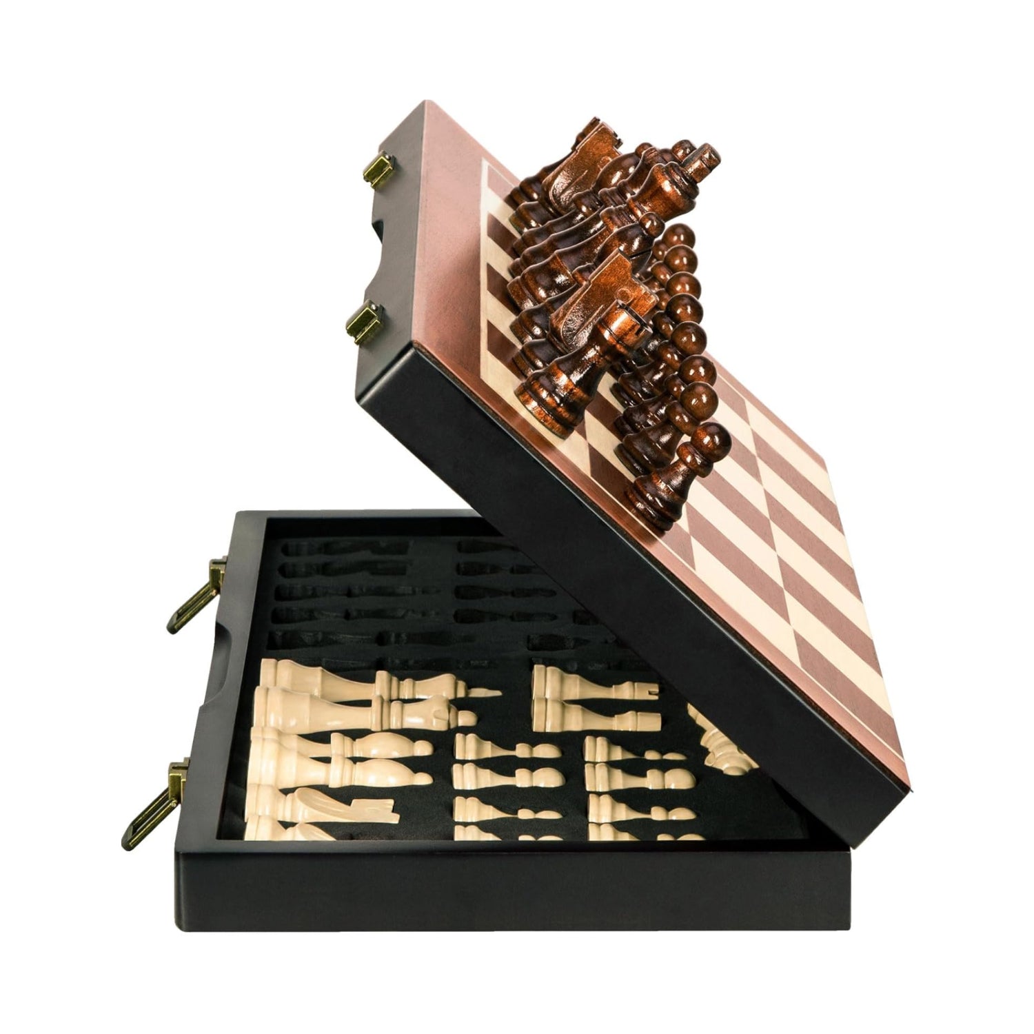 Magnetic wooden chess set with 15-inch chessboard and chess pieces, featuring a unique design by BIVOMON.