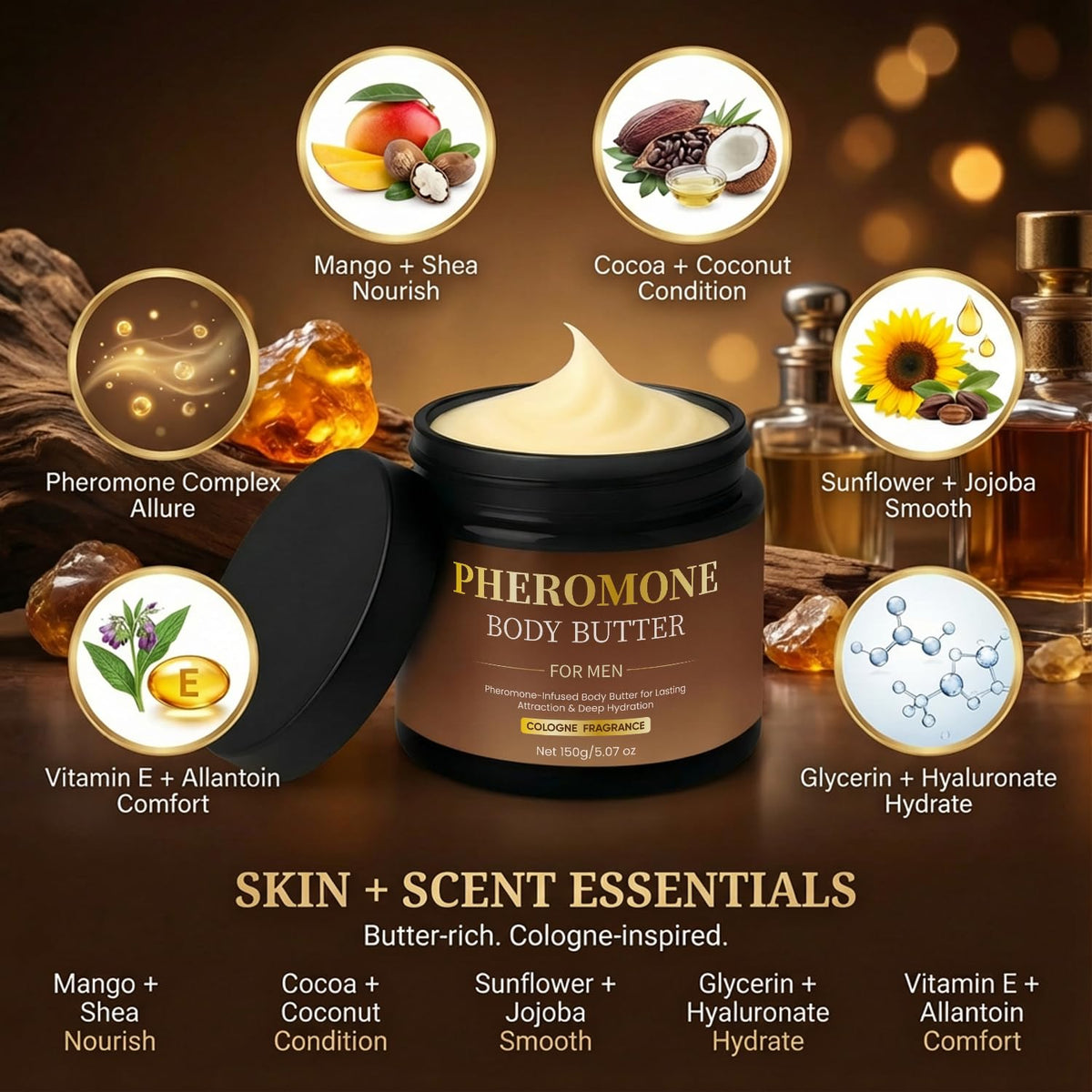 Pheromone Body Butter for Men Cologned Fragrance Skin Body - SDUQULK Official Imagery - 6