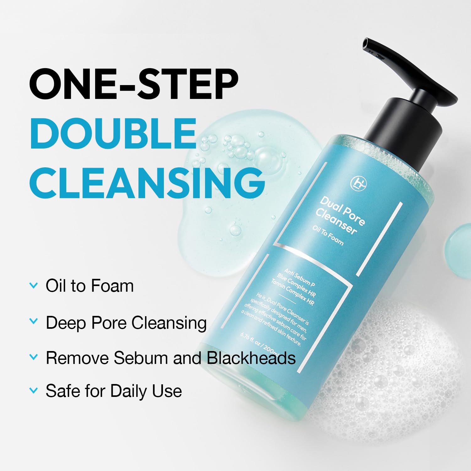 Dual Pore Cleanser, Blackhead Face Wash for Men, 6.76 fl oz - LAB BY He is_ Official Product View 3