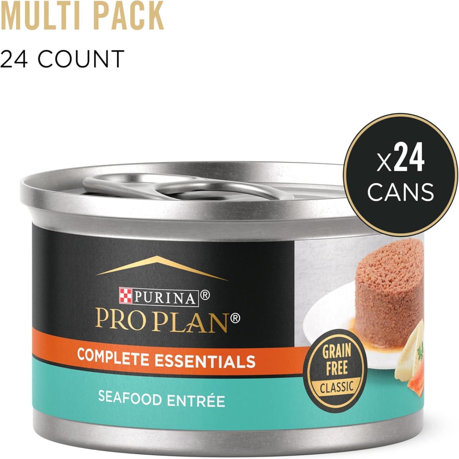 Elefair Purina Pro Plan grain-free wet cat food, high protein pate in 3 oz. cans, complete essentials, pack of 24.