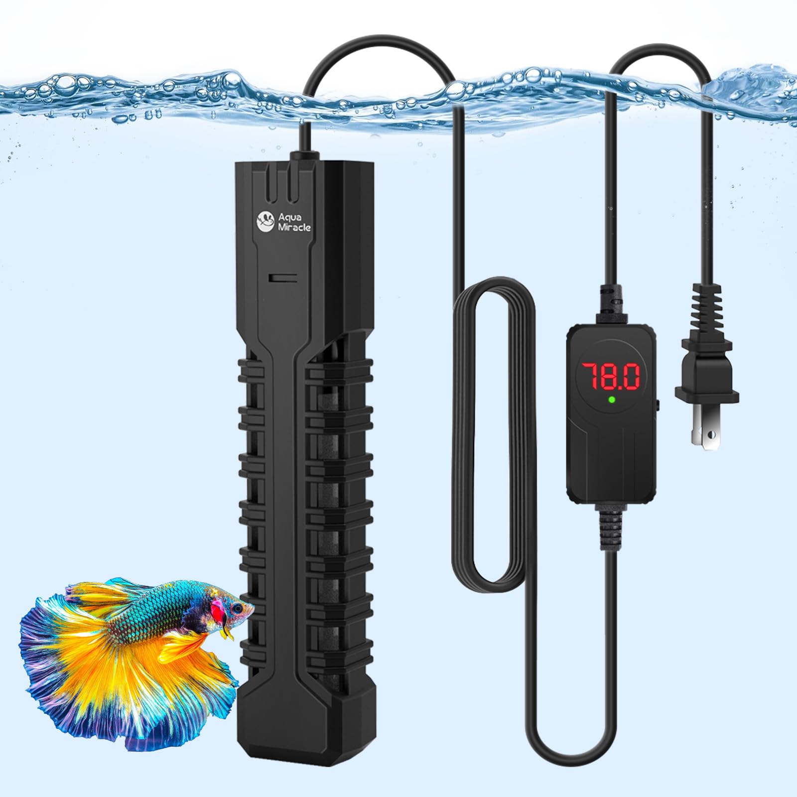 AquaMiracle Submersible Aquarium Heater with LED Digital Temp Dis - AquaMiracle Official Product View 10