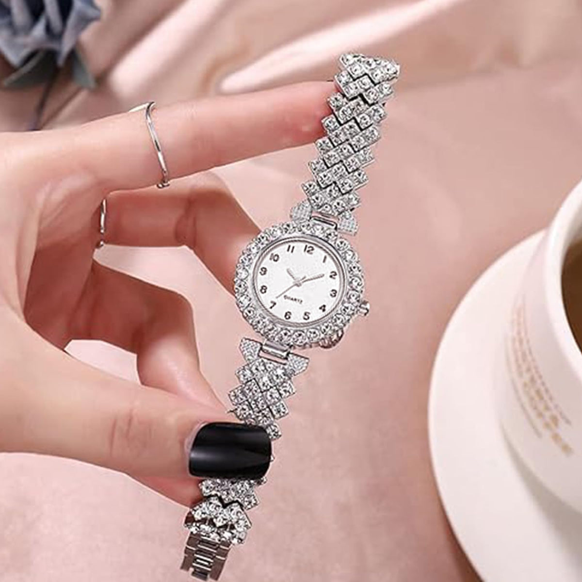 6 Pack Set Diamond Watches and Bangle Bracelet for Women - yunanwa Official Imagery - 5