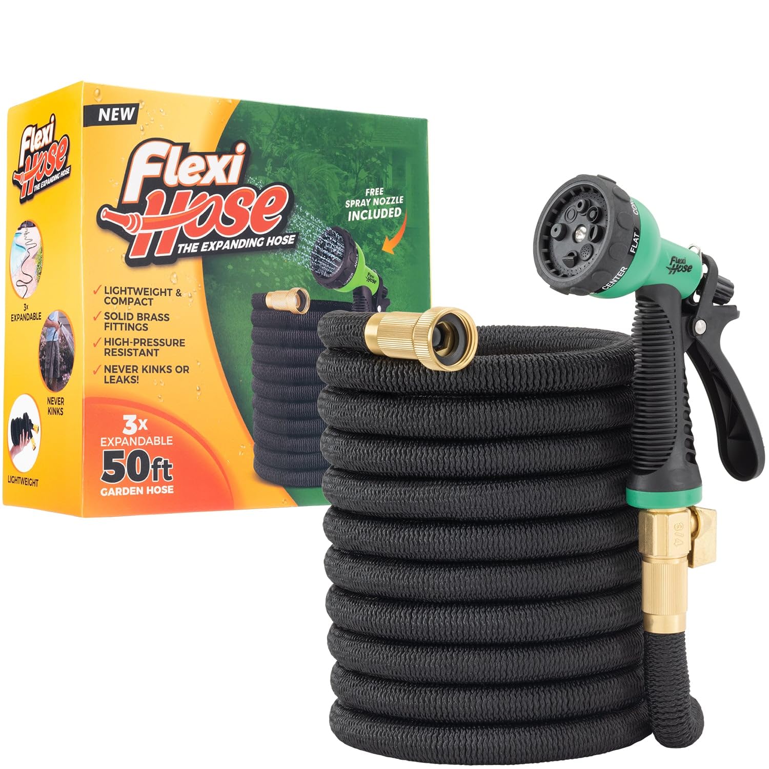Flexi Hose with 8 Function Nozzle, 100FT - Lightweight Expandable - Flexi Hose Official Product View 7