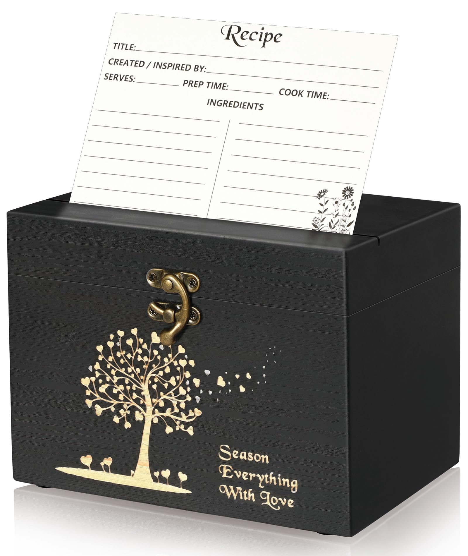 CypherX Recipe Box with Cards and Dividers - Wooden Recipe Card - Product Imagery