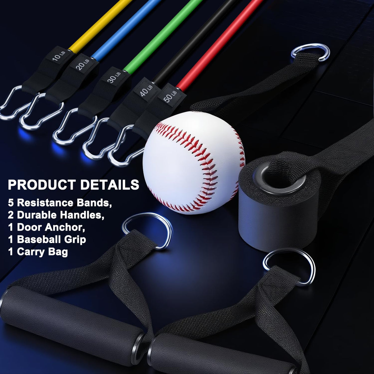 WHATAFIT Resistance Bands with Handles 150 lb Exercise Bands - WHATAFIT Official Imagery - 3
