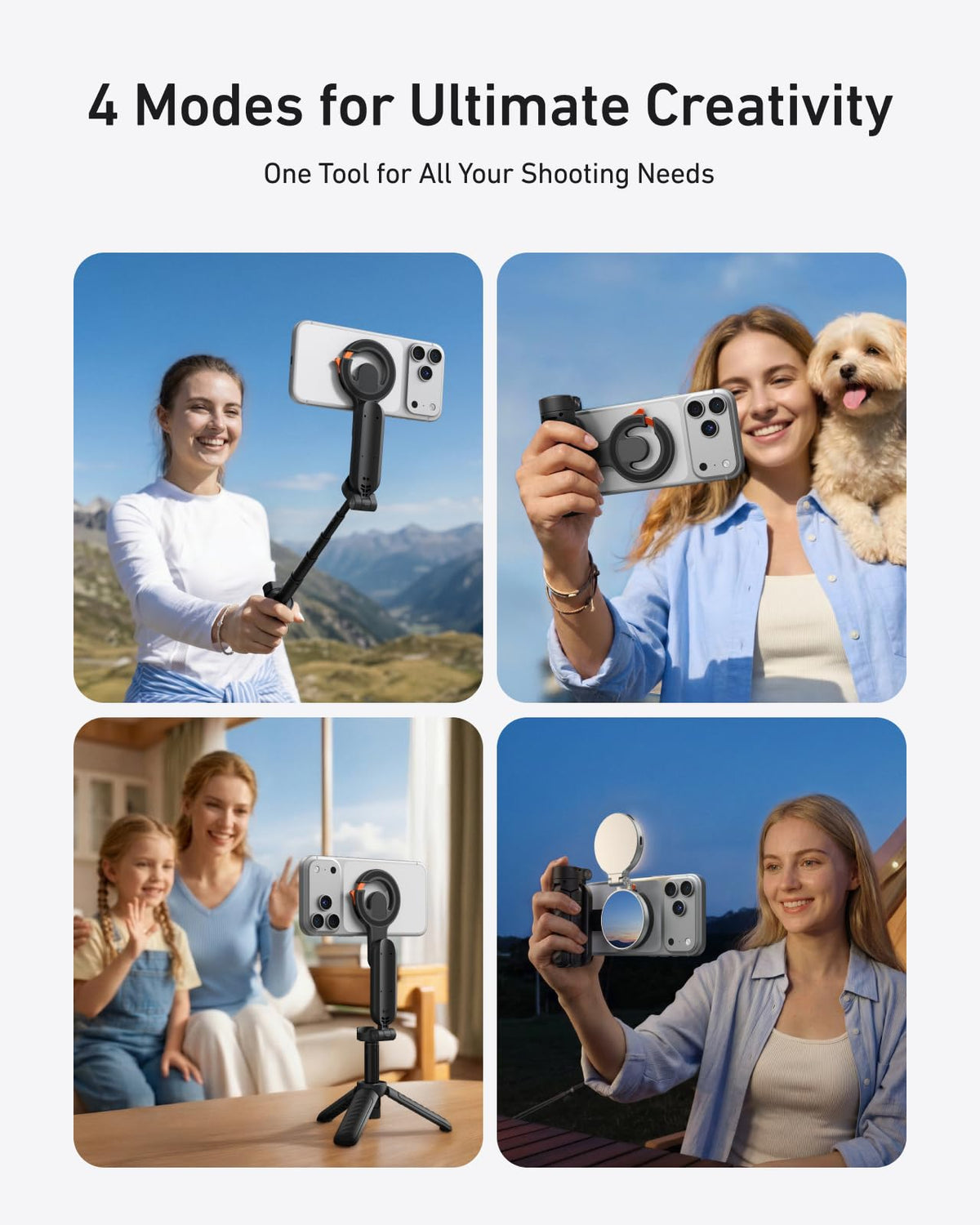 TELESIN Magnetic Mini Selfie Stick Tripod with Phone Camera - TELESIN Official Imagery - 3