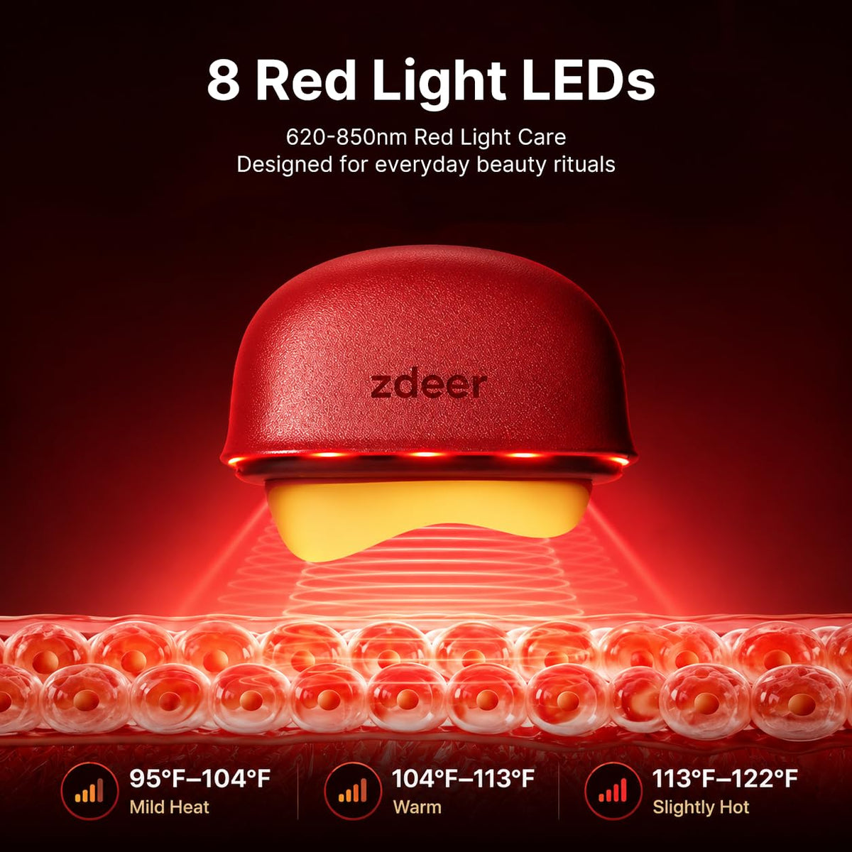 GS5 Electric Heated Gua Sha Tool Red Light Face Massager Red - ZDEER Official Imagery - 8