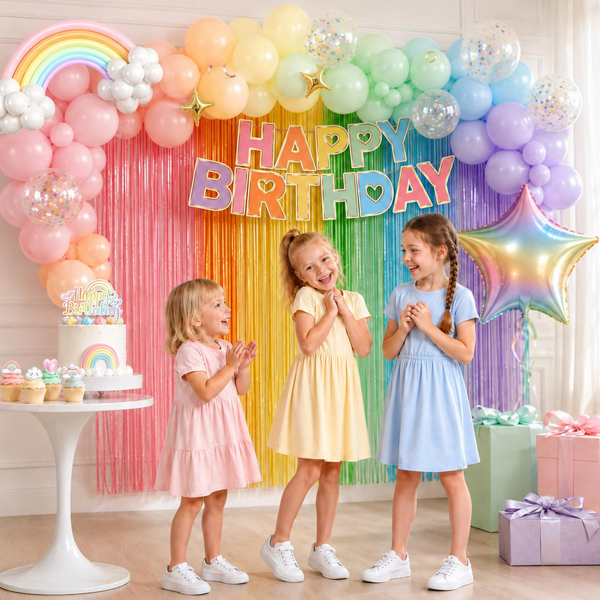 Pastel Rainbow Birthday Decorations All in One Set for 25 - Fexivo Official Imagery - 5