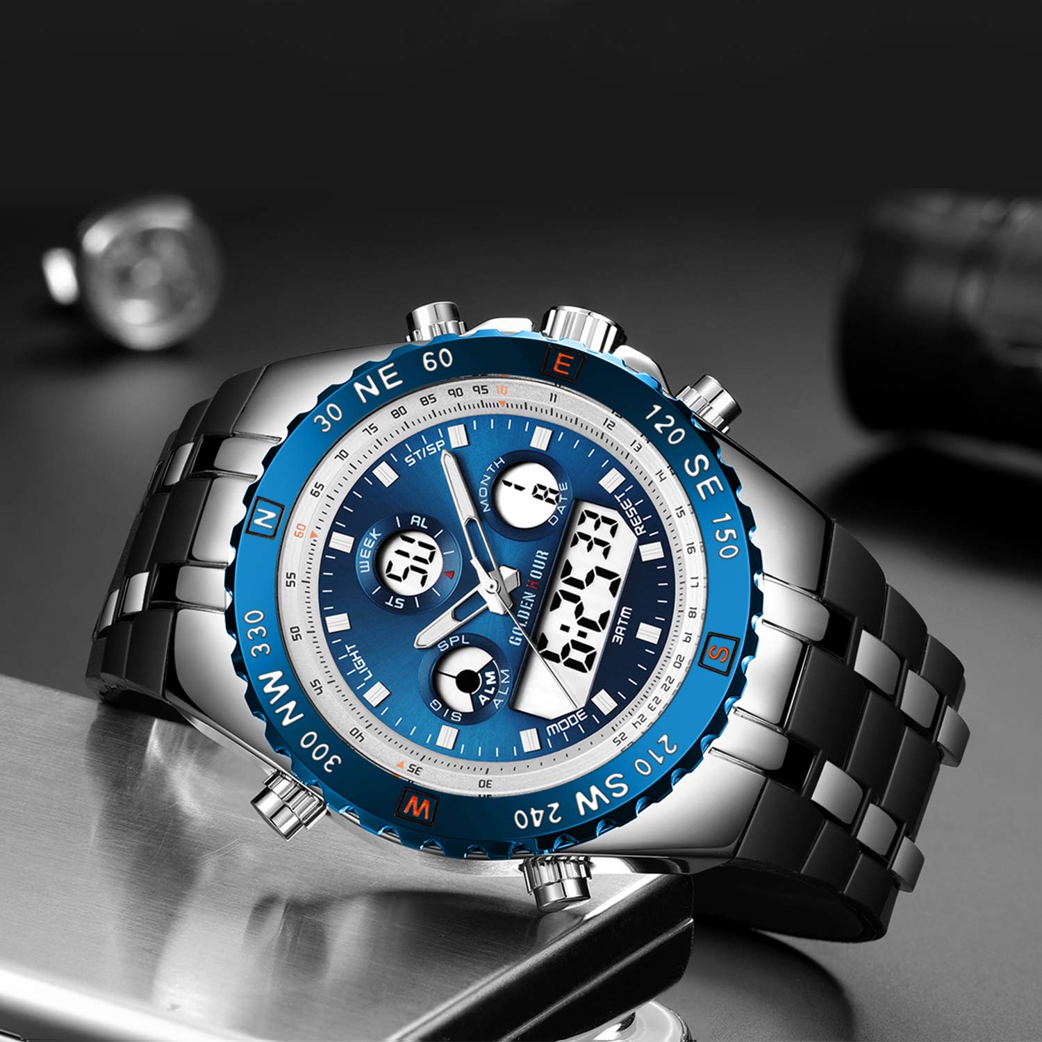 GOLDEN HOUR Military Sports Watch – Silver Blue