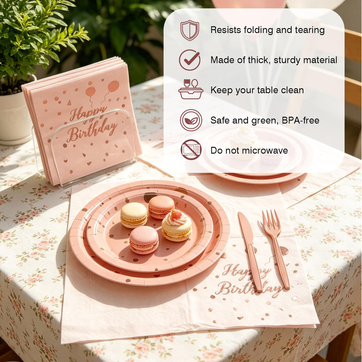 Birthday Decorations Supplies 194 Pcs Pink Rose Gold - Ricalin Official Imagery - 6