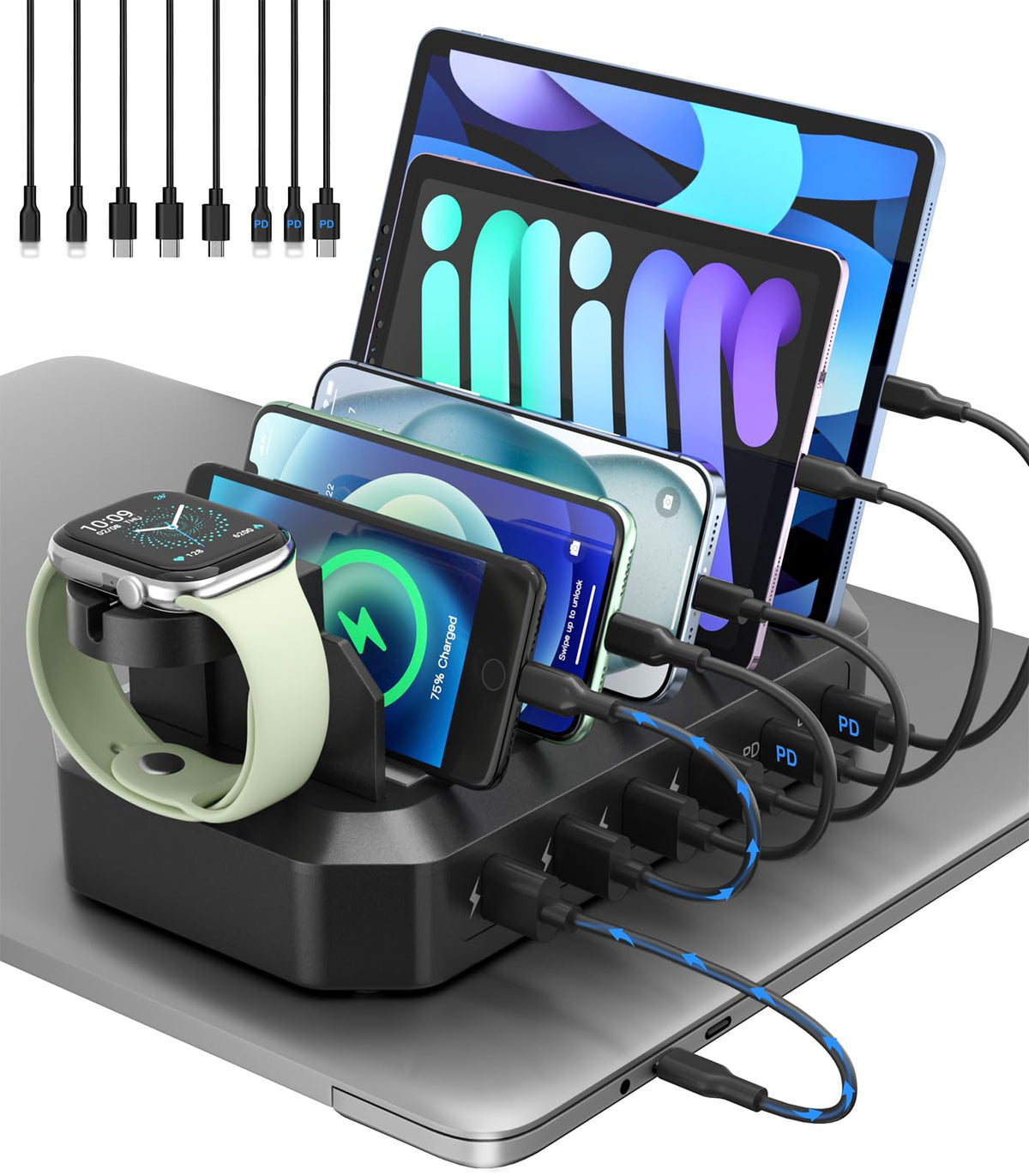 95W Fast Charging Station for Multiple Devices 6 Port USB - HSicily Official Imagery - 1