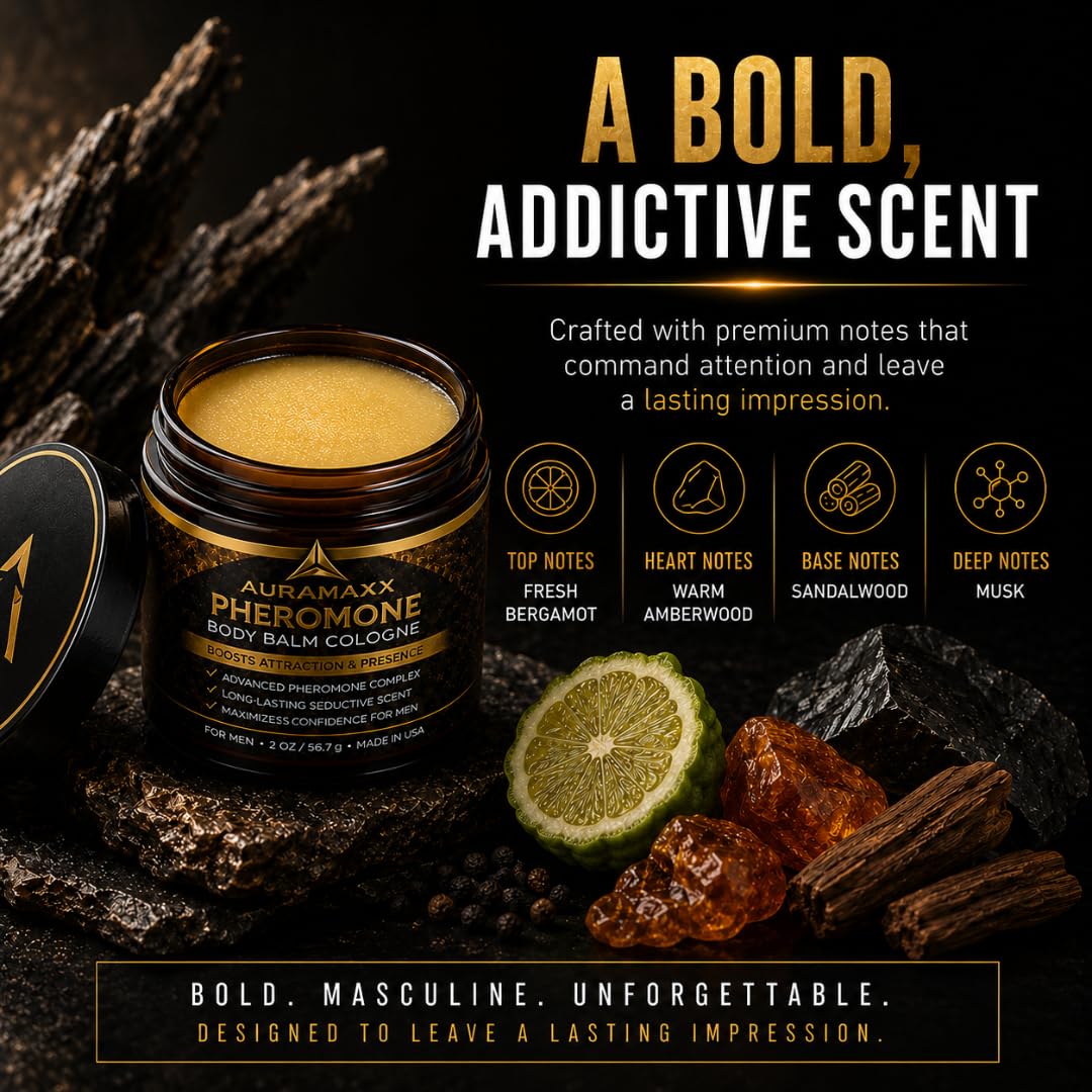 Pheromone Body Balm Cologne for Men Long Lasting Masculine - AuraMaxx Official Product Imagery - 4